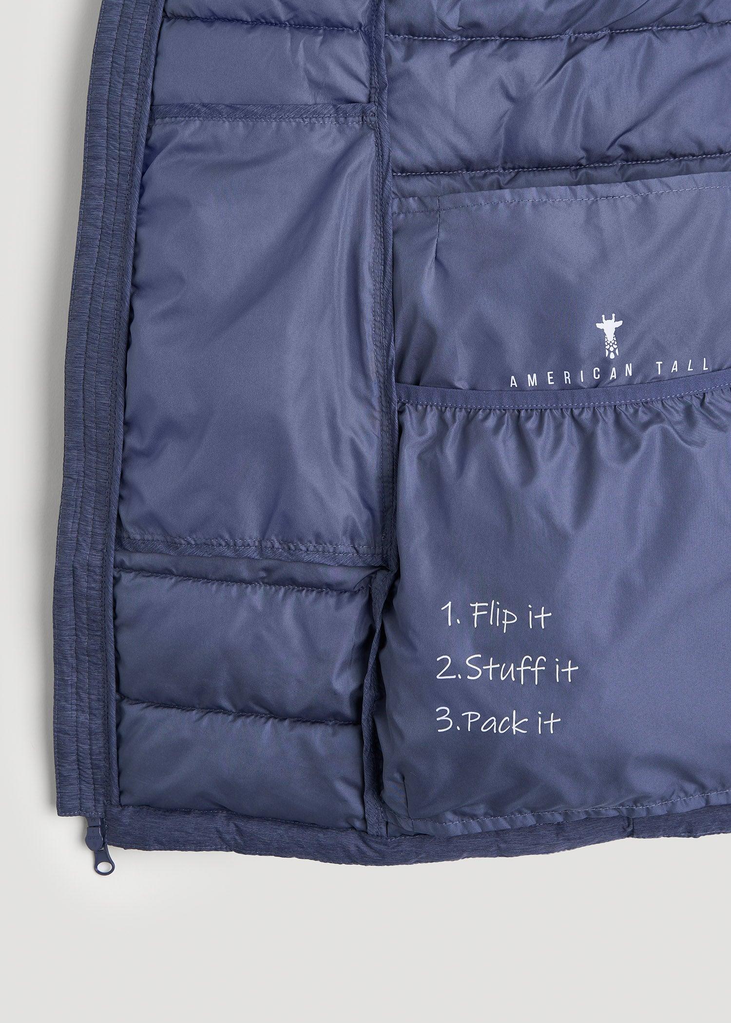 Packable Puffer Jacket for Tall Women in Blue Space Dye Female Product Image