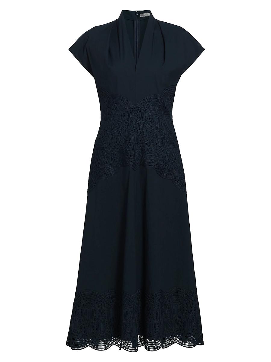 Womens Corded Lace Poplin Maxi Dress Product Image