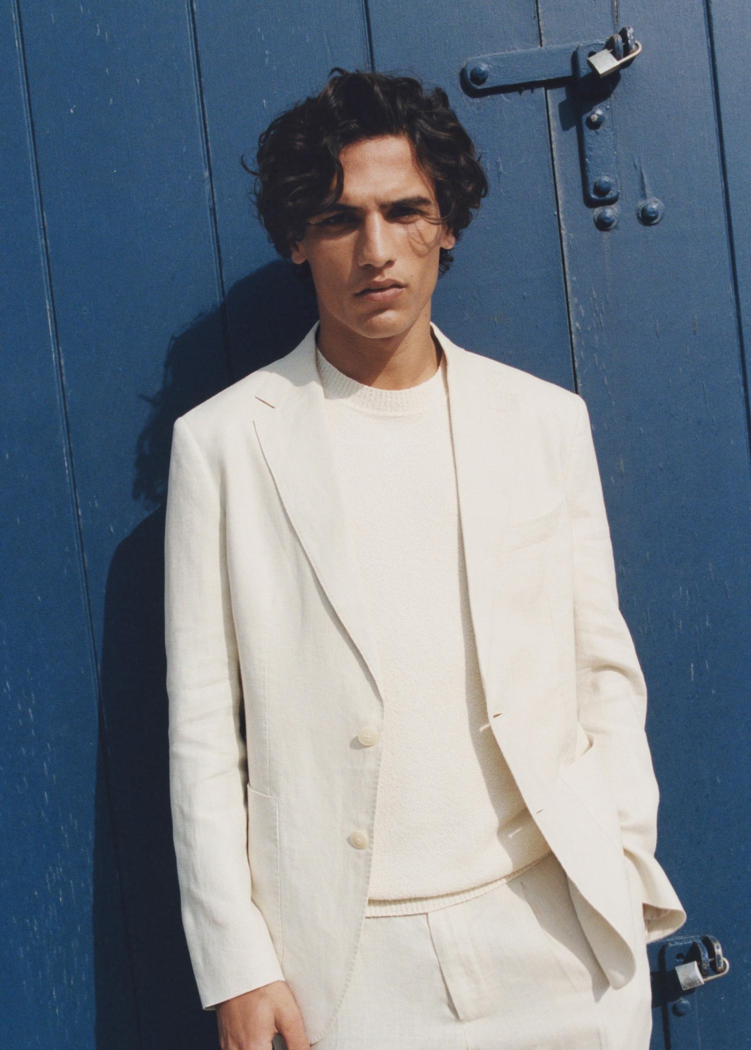 Linen-lyocell blend suit blazer - Men | MANGO USA Product Image