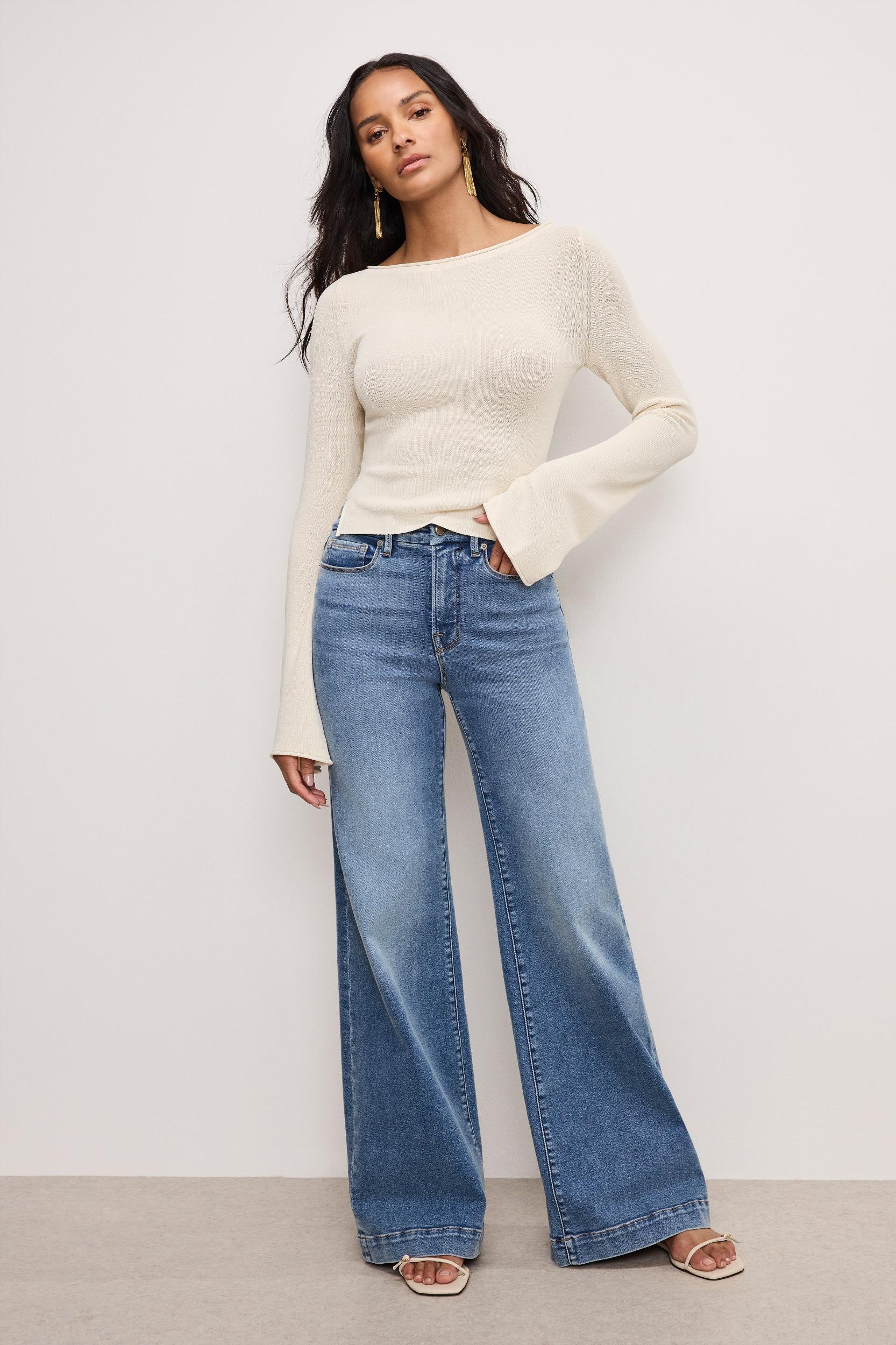 GOOD WAIST PALAZZO COMPRESSION JEANS | INDIGO837 Product Image