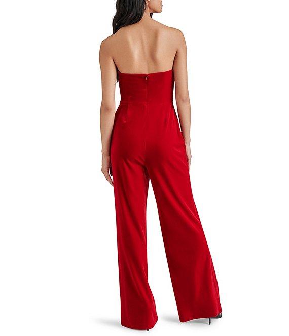 Steve Madden Swanilda Velvet Strapless Neck Sleeveless Wide Leg Jumpsuit Product Image