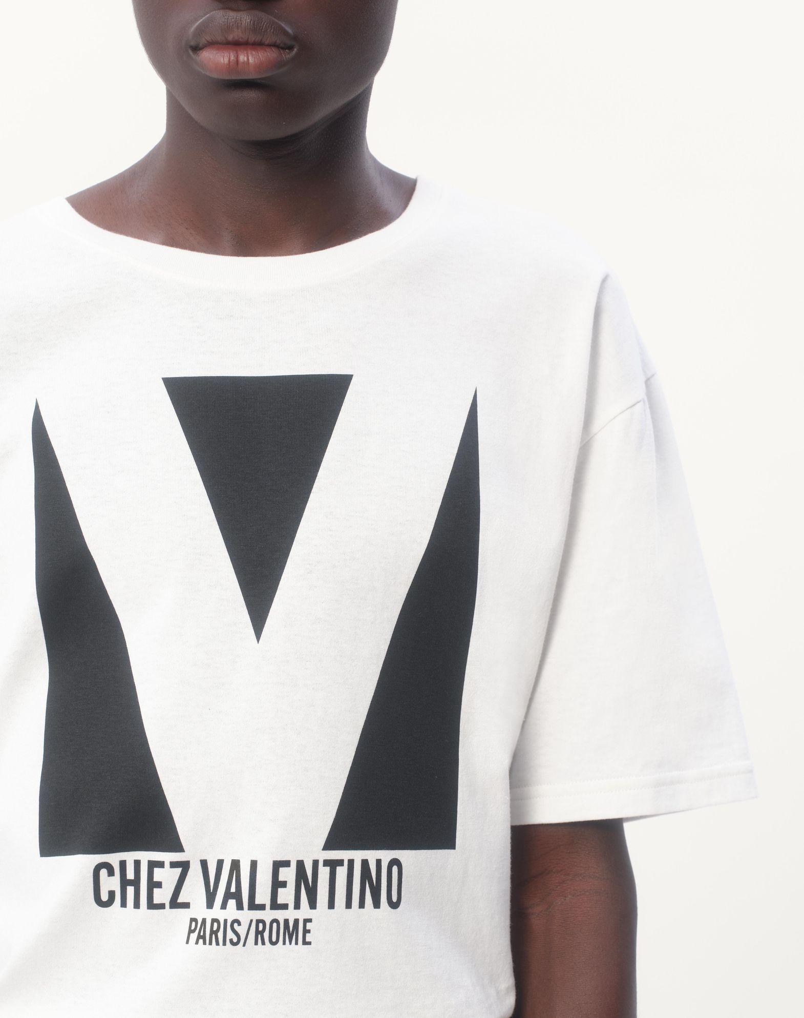 Cotton T-Shirt With Chez Valentino Print Product Image