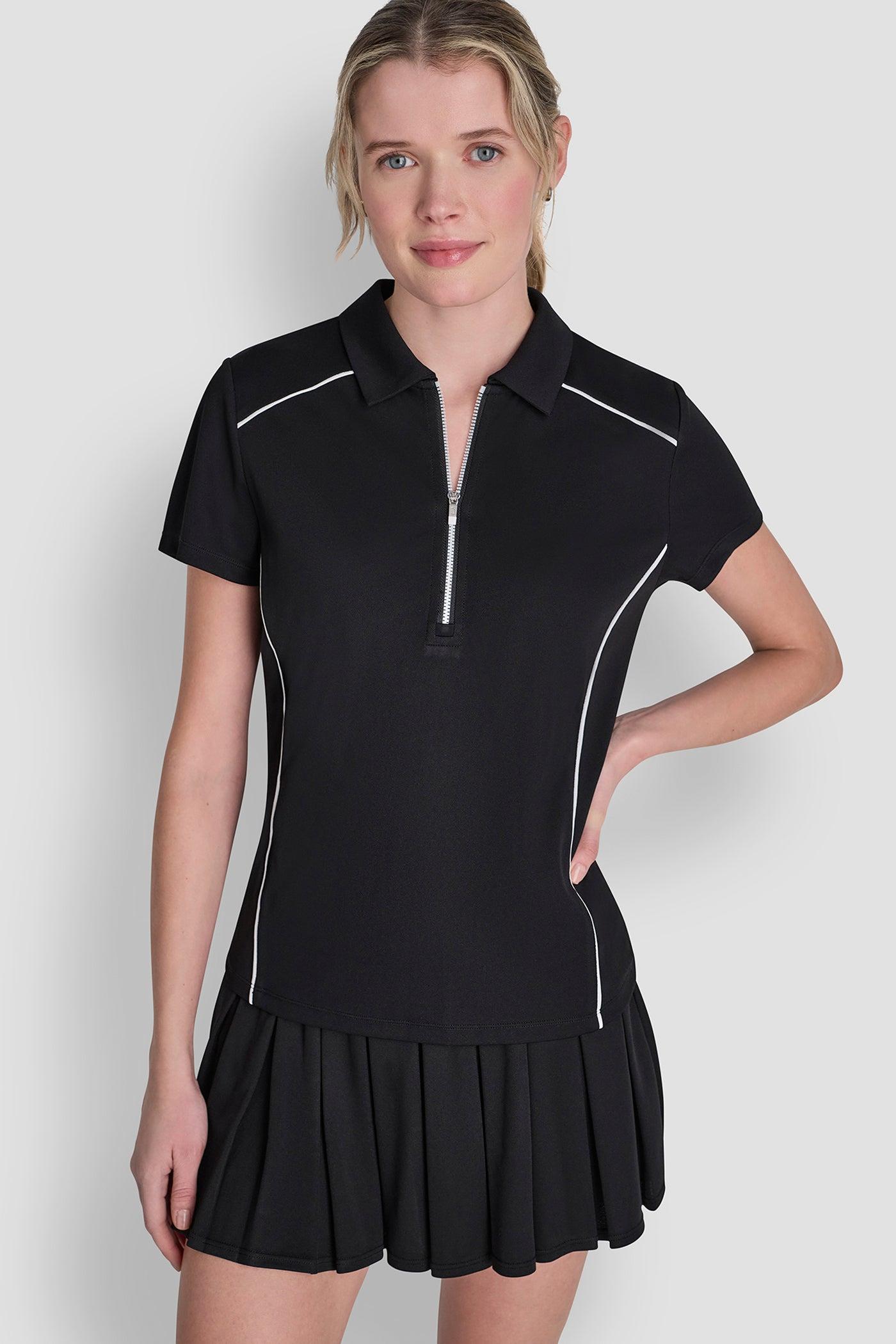 COURT PIQUÉ PIPED HALF-ZIP POLO Product Image