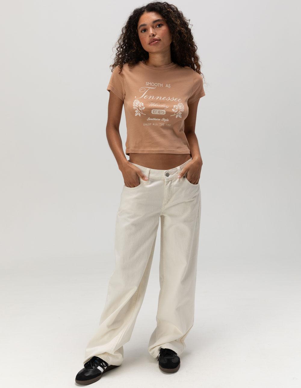 FULL TILT Smooth Whiskey Womens Baby Tee - TAN Product Image