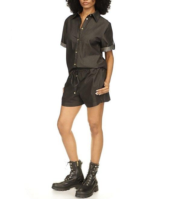 Michael Kors High Rise Cotton Chambray Shorts Product Image