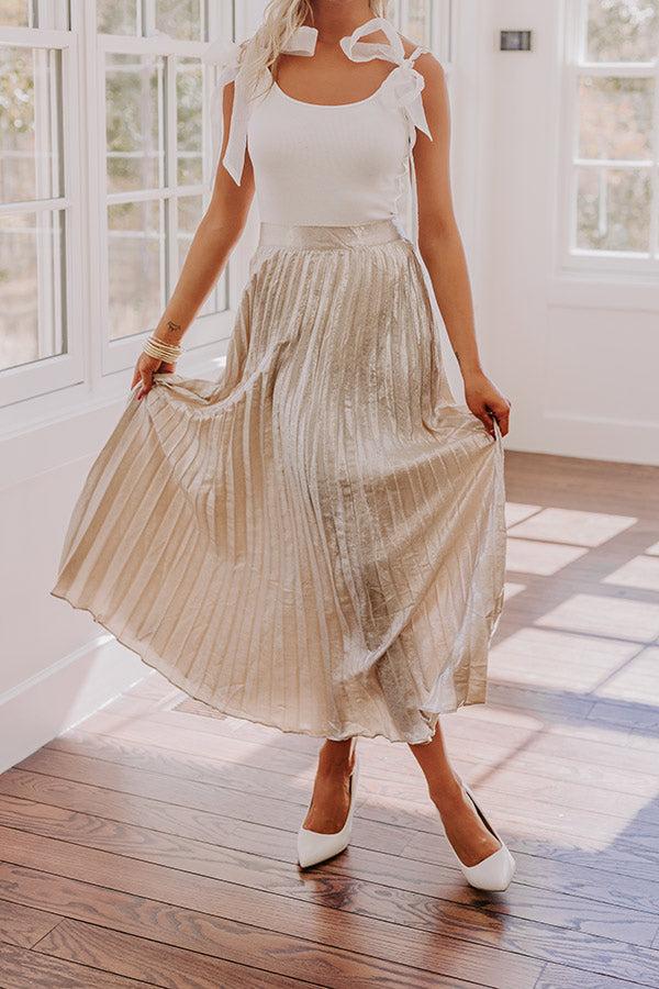 Champagne Fizz High Waist Pleated Maxi Skirt Product Image