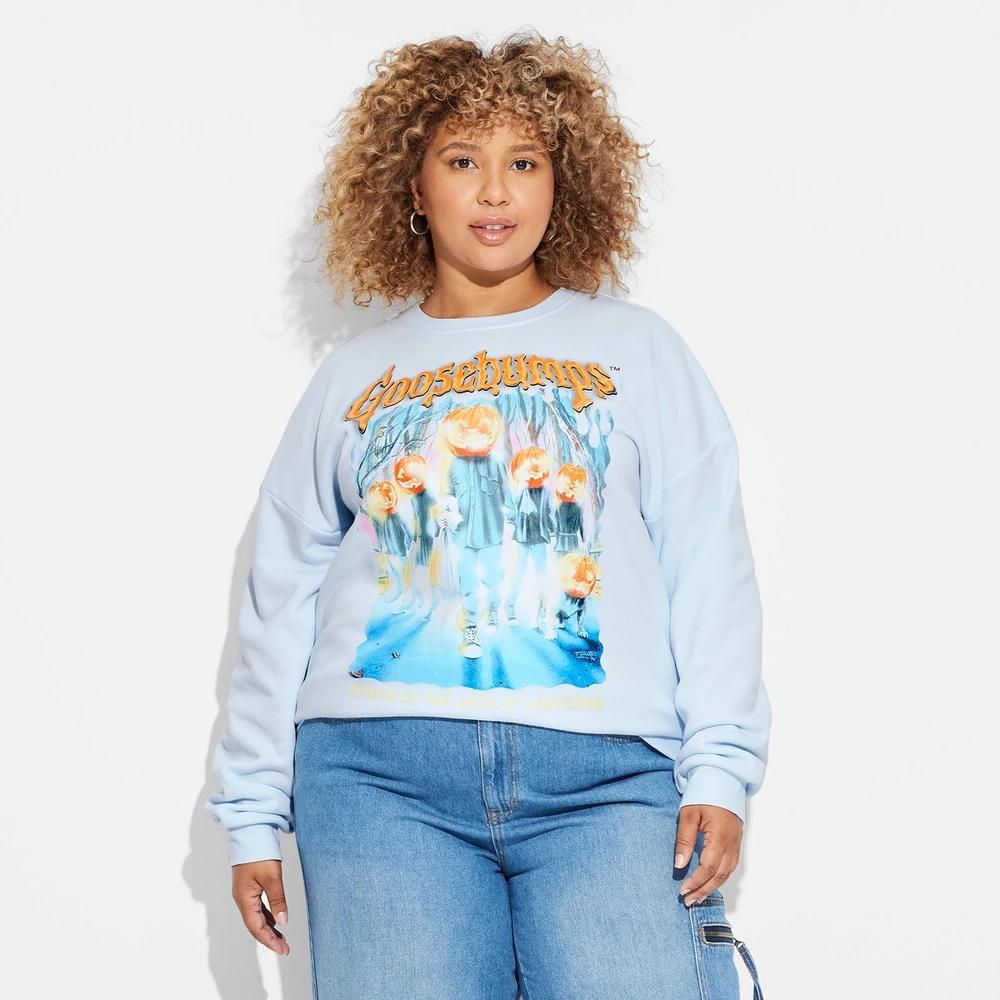 Women's Goosebumps Jack-O-Lantern Graphic Sweatshirt - Blue Product Image