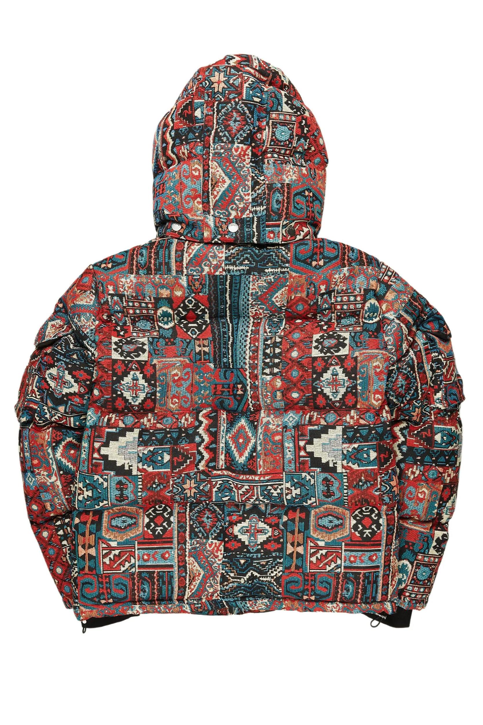 Nard Red Multi Tapestry Puffer Jacket Male Product Image