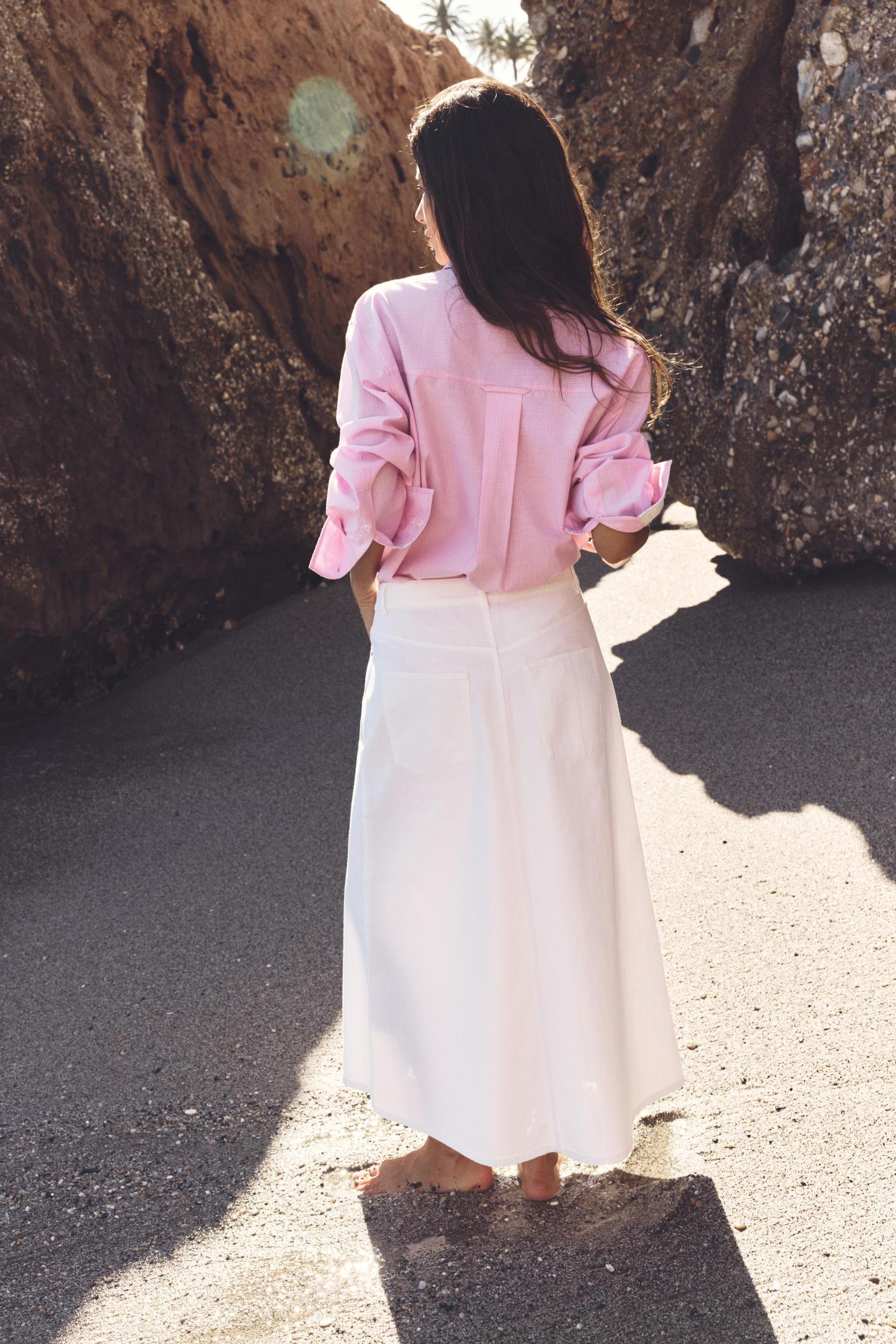 Z1975 LAYERED DENIM MIDI SKIRT Product Image