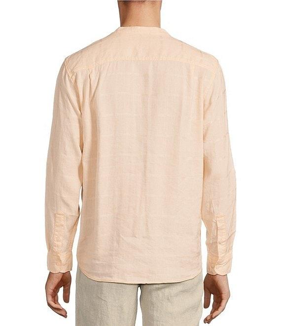 Caribbean Linen Banded Mandarin Collar Long Sleeve Woven Shirt Product Image