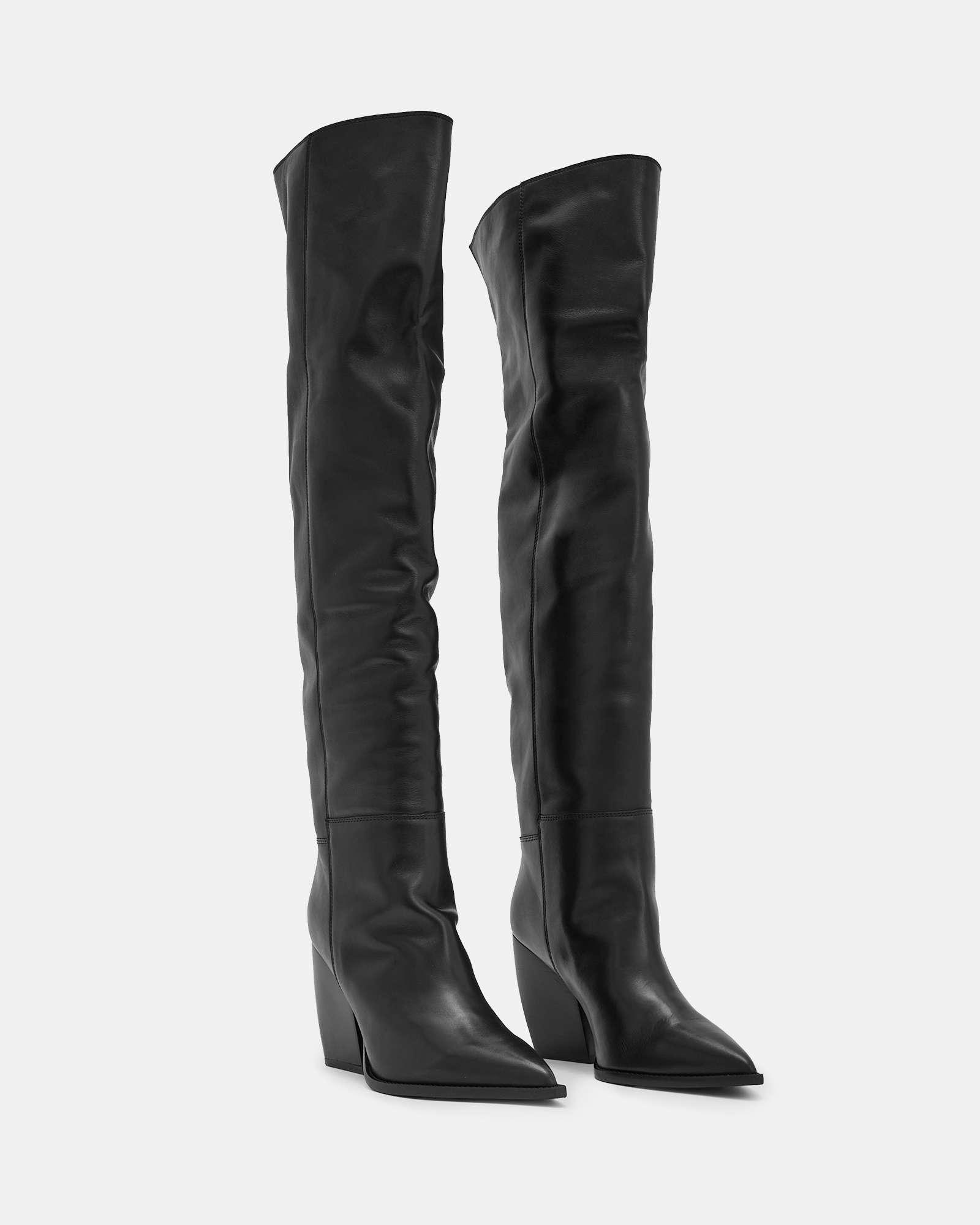 Reina Knee High Pointed Leather Boots Product Image