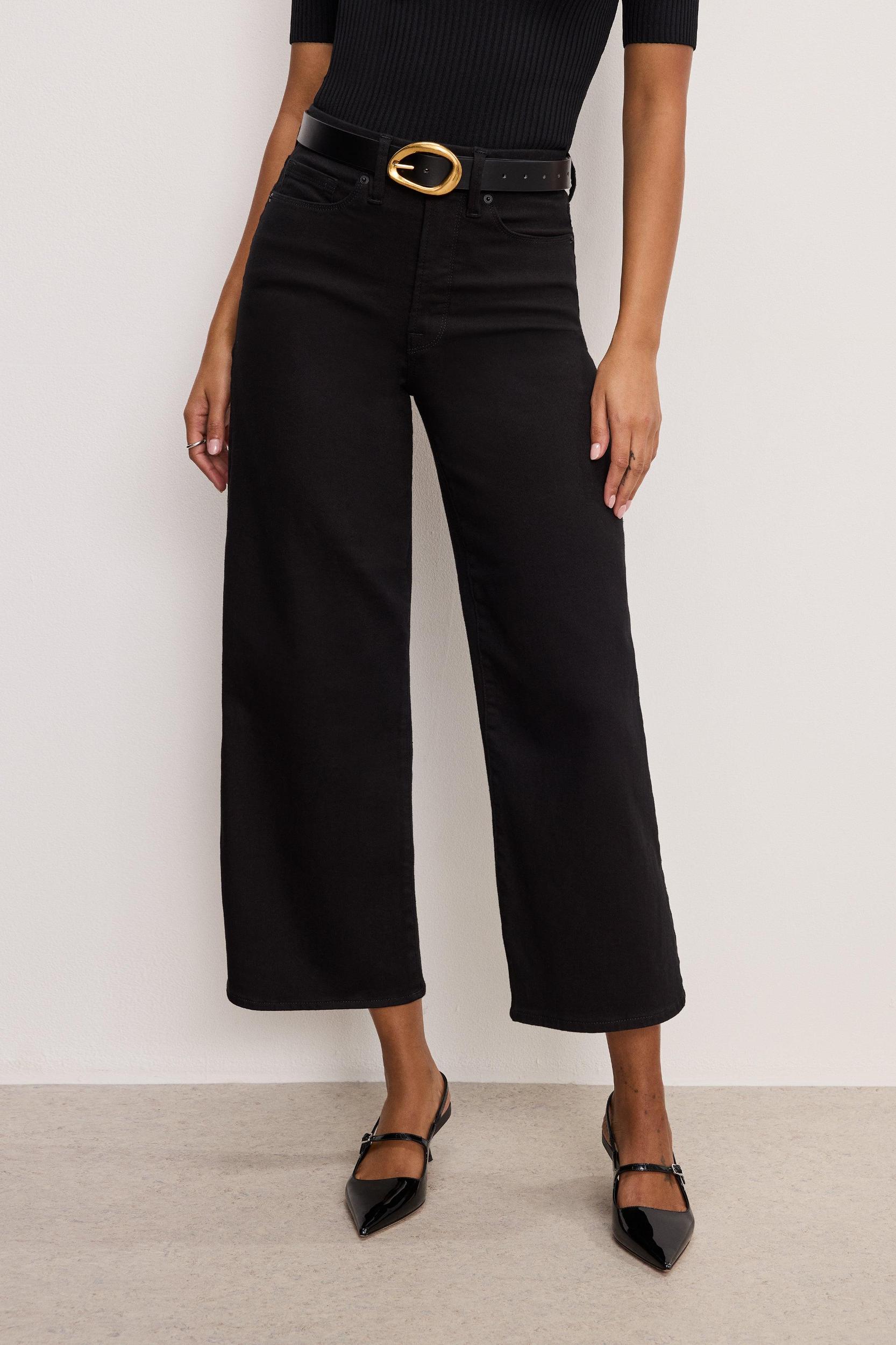 GOOD WAIST CROPPED PALAZZO NEVER FADE JEANS | BLACK001 Product Image