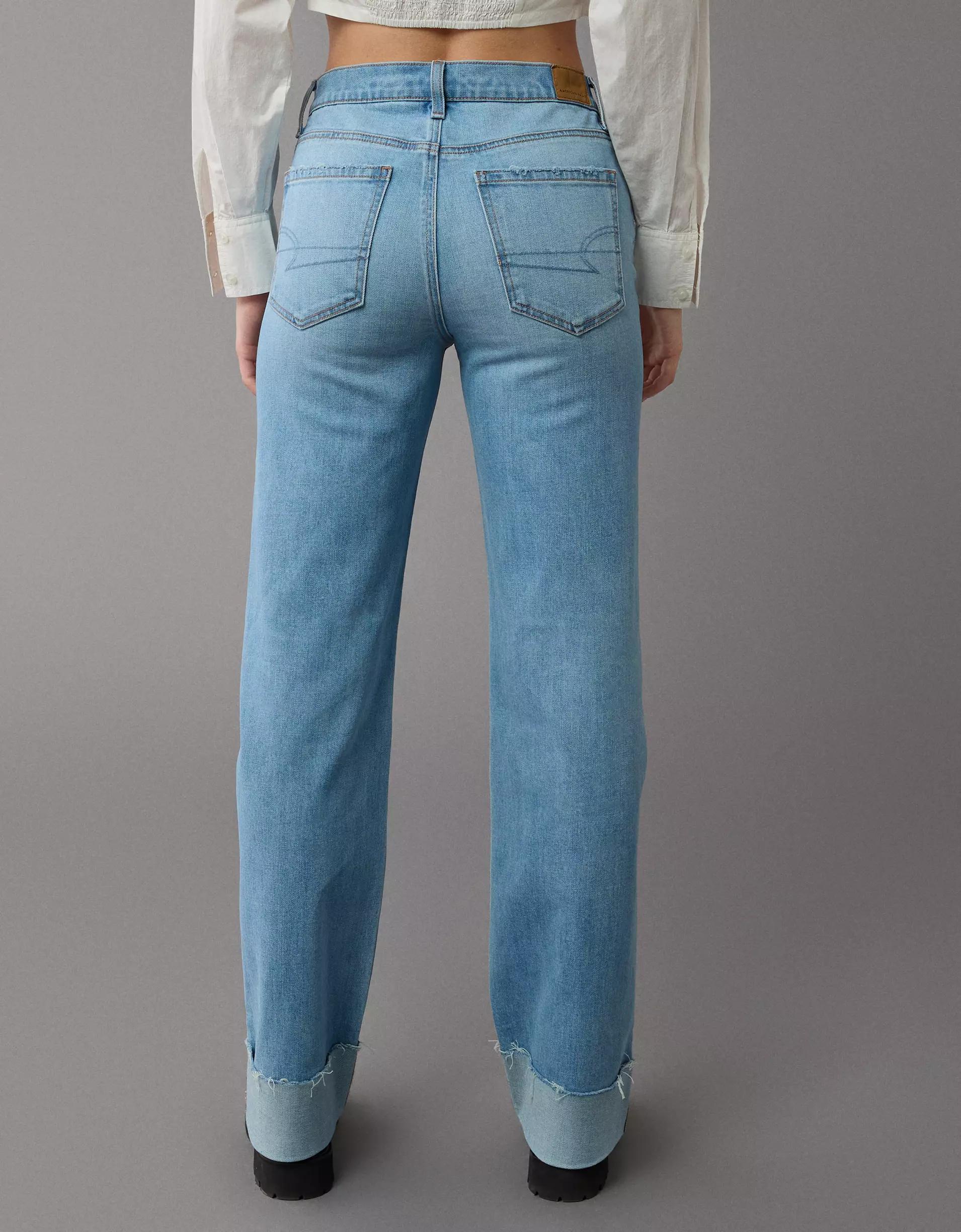 AE Stretch High-Waisted Stovepipe Cuffed Jean Product Image