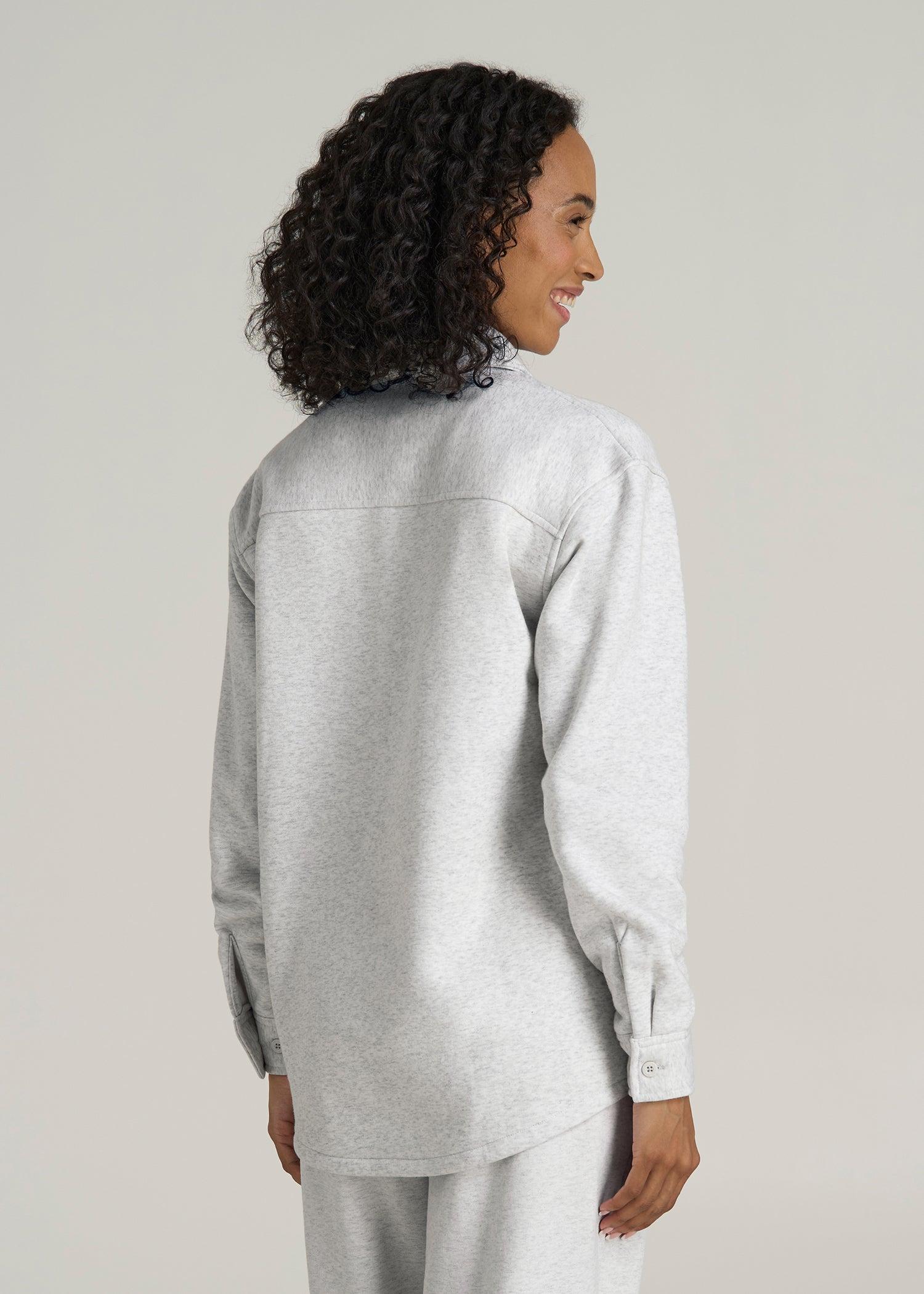 Wearever 2.0 Fleece Shacket for Tall Women in Heather Cloud White Female Product Image