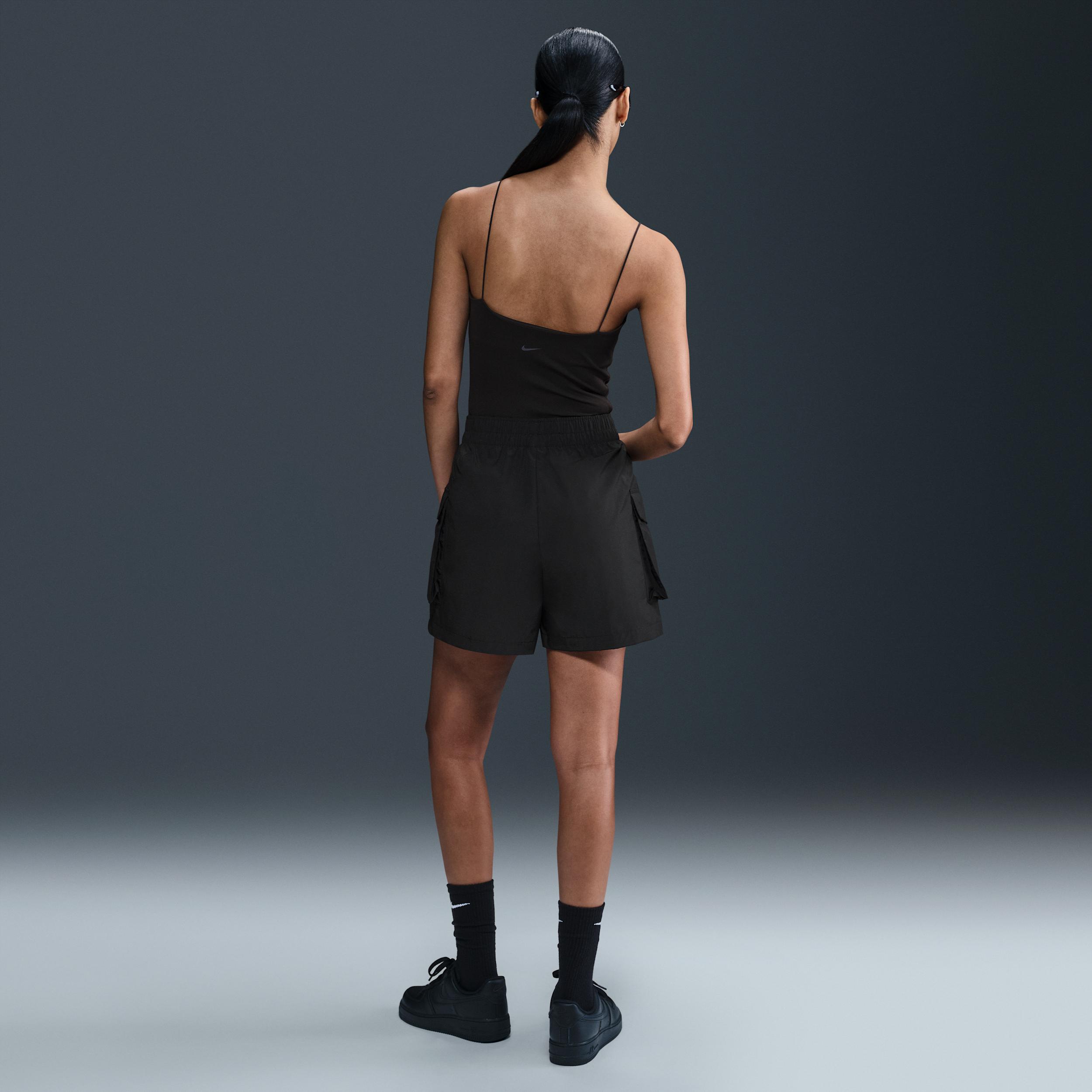 Womens Nike Sportswear Essential Woven High-Waisted 5 Cargo Shorts | HM6982-010 Product Image