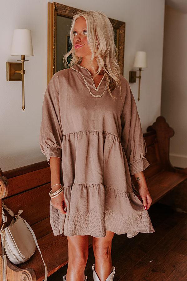Dreamy Moment Mini Dress in Mocha Product Image