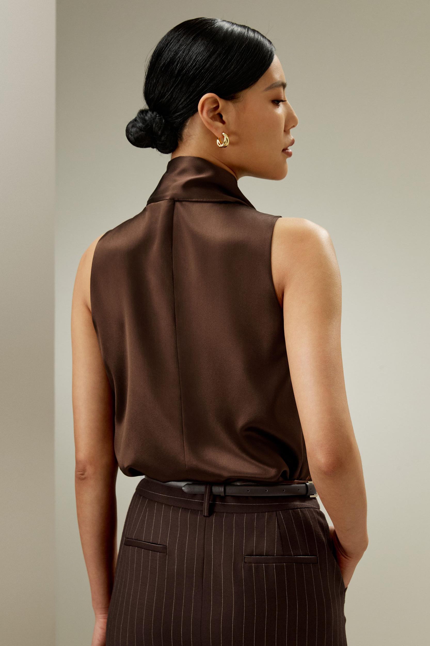 LILYSILK Silk Tank Tops - Womens - Chocolate Natural Silk - Exquisite Sleeveless Tops Petite L Product Image