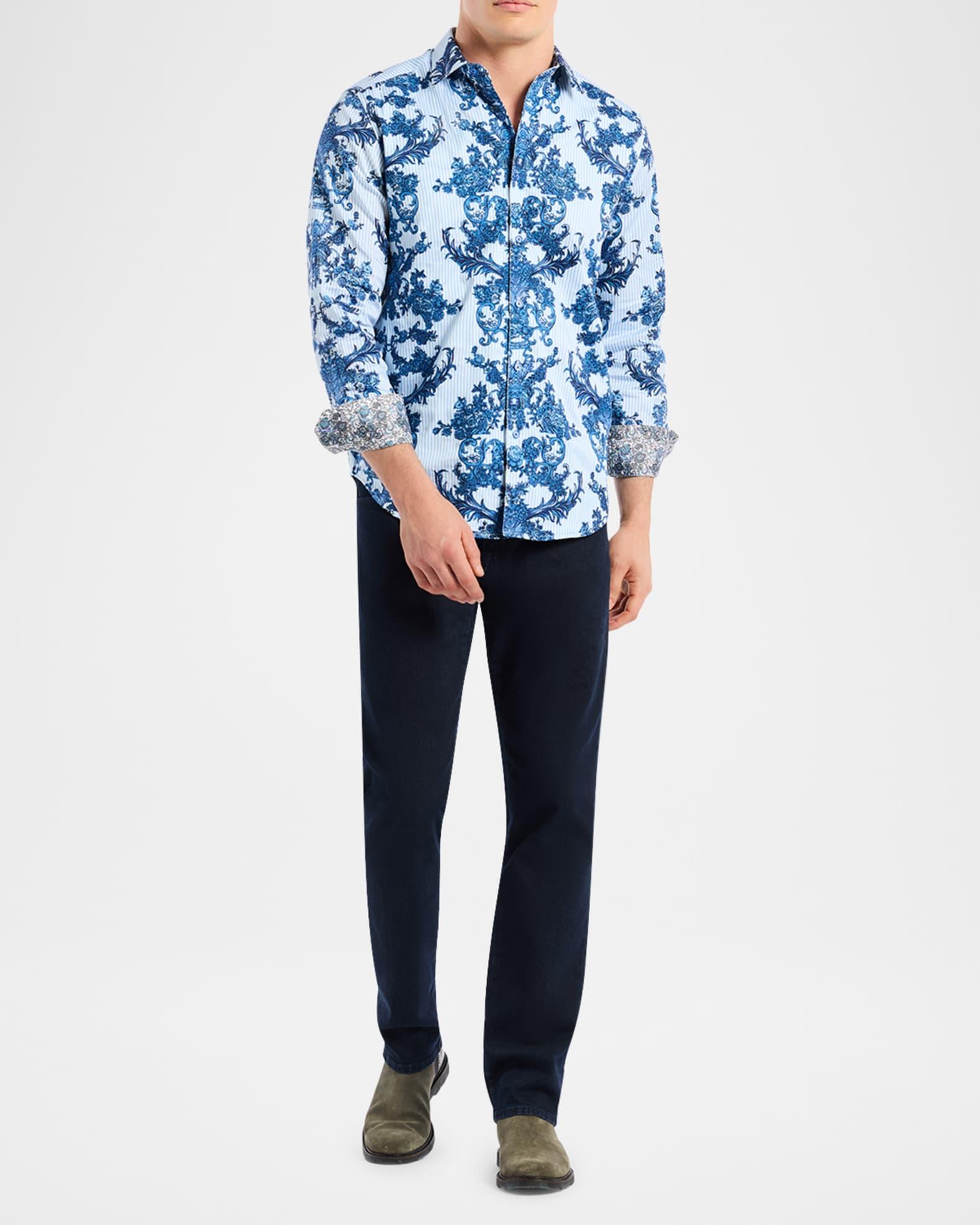 Men's Bayswater Pinstripe Damask Stretch Sport Shirt Product Image