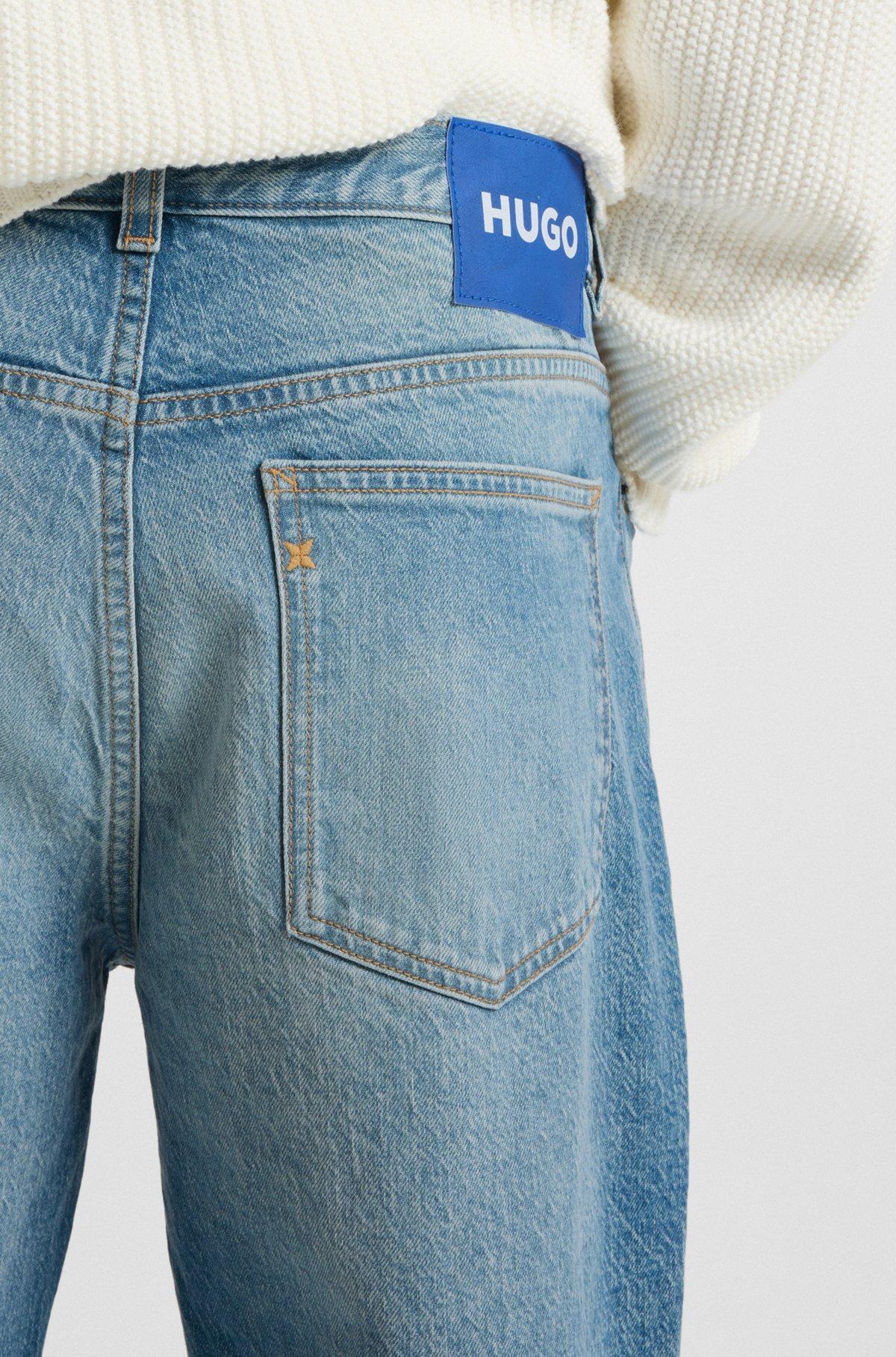 Tapered-fit jeans in green-cast stretch denim Product Image