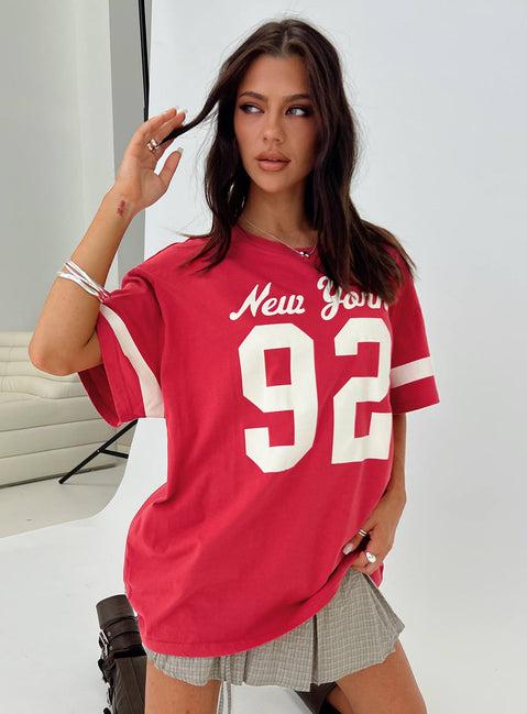New York 95 Oversized Tee Red Product Image