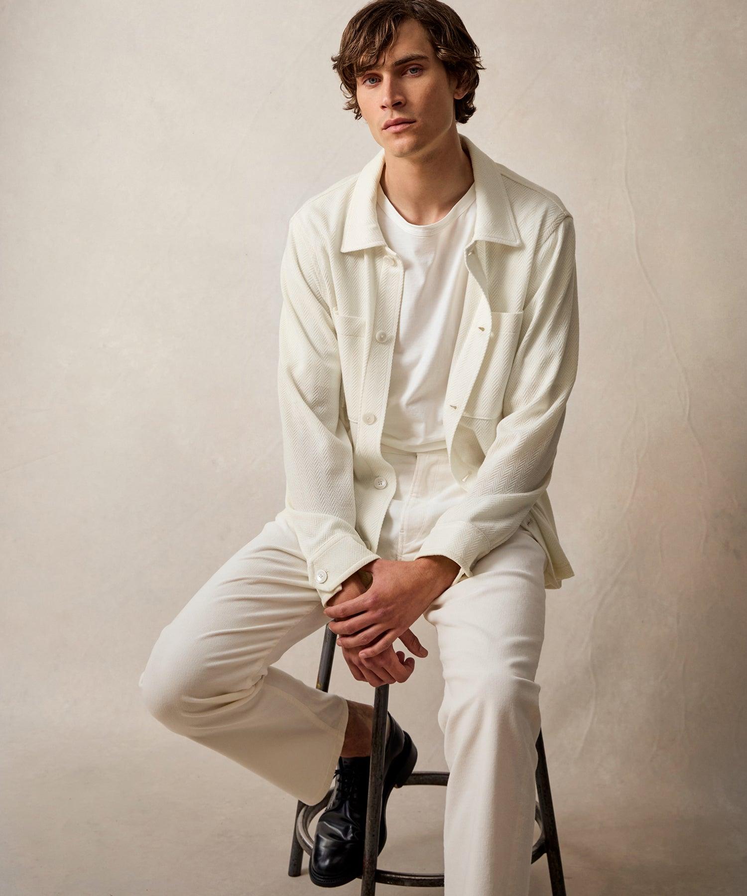 Herringbone Knit Overshirt in Bisque Product Image