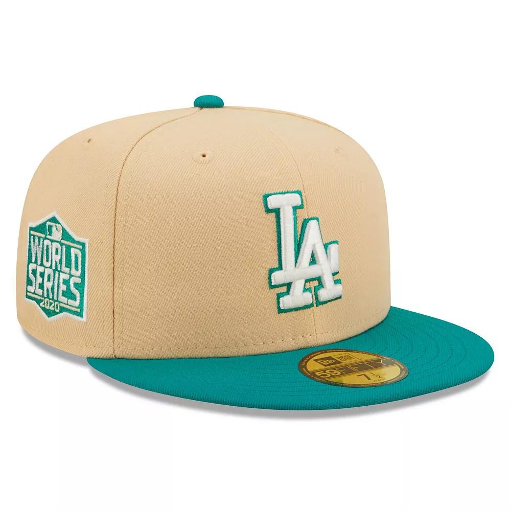 Men's New Era Natural/Teal Los Angeles Dodgers Mango Forest 59FIFTY fitted hat, Size: 7 7/8, Beige Product Image