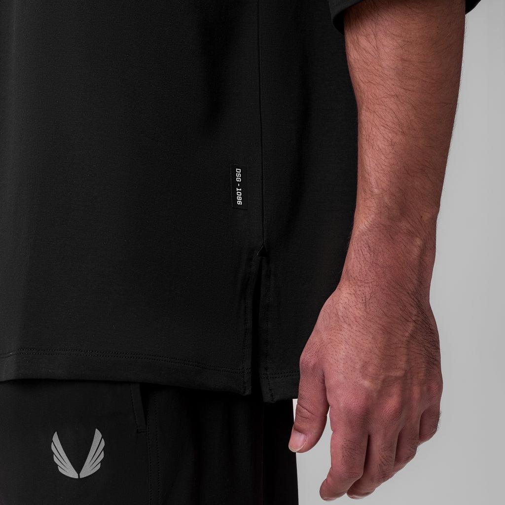 1086. Supima® 3/4-Sleeve Oversized Tee - Black Product Image