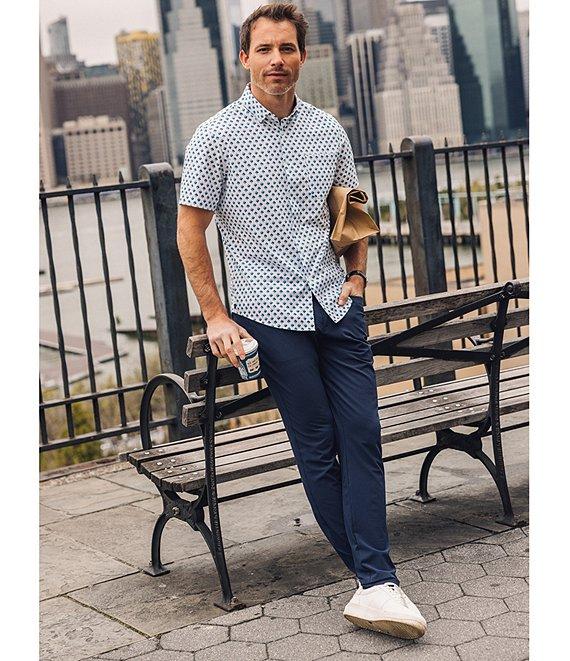 Mizzen+Main Performance Stretch Leeward Diamond Print Short Sleeve Woven Shirt Product Image