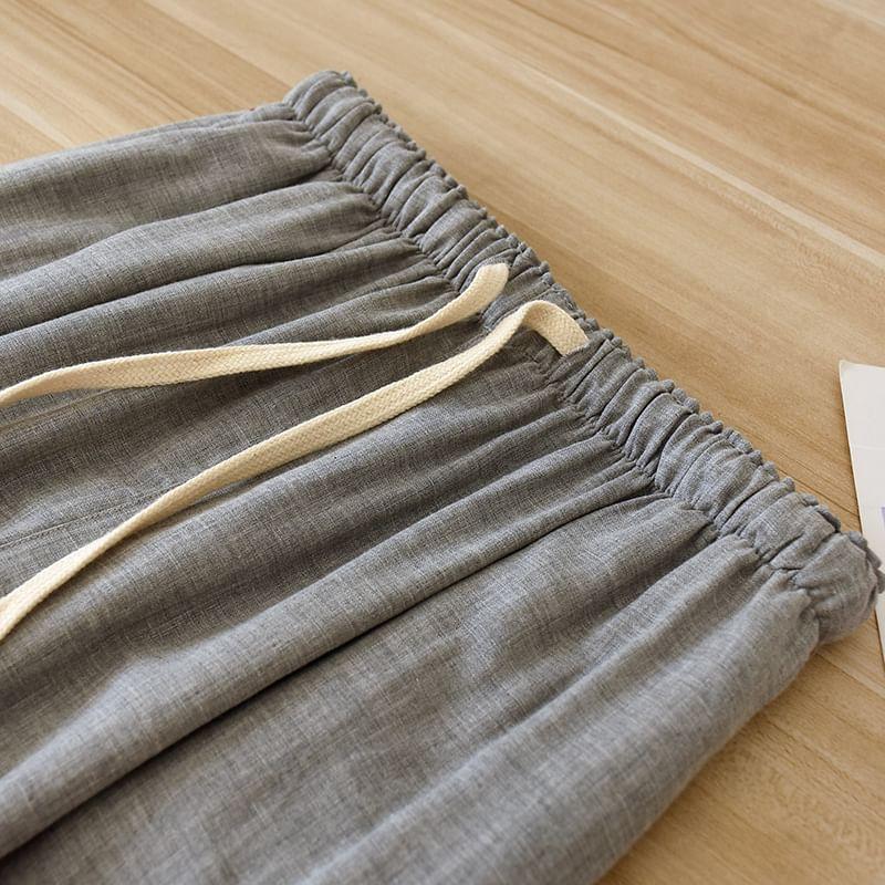 Couple Matching Drawstring Waist Plain Harem Pajama Pants (Various Designs) Product Image