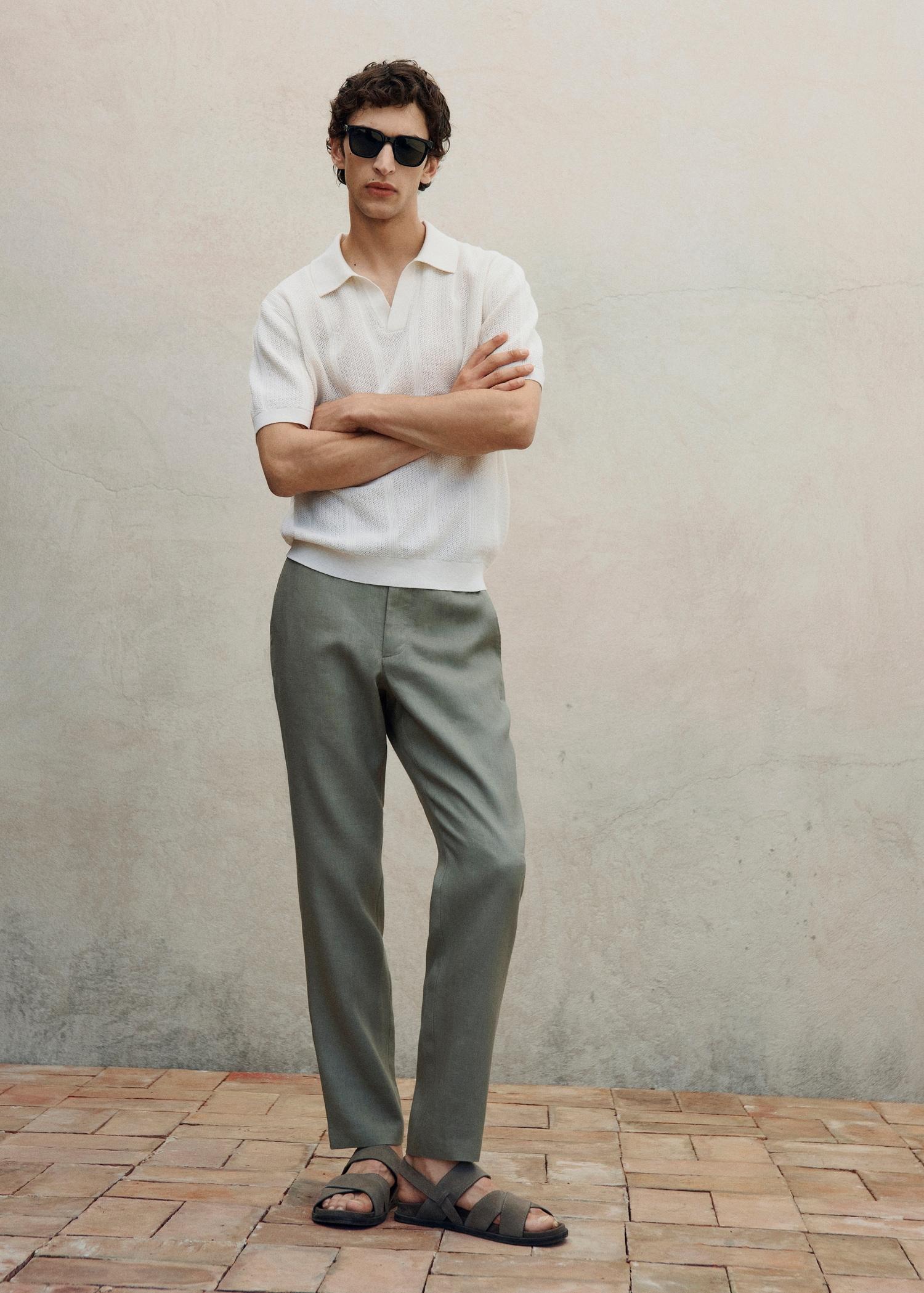 Slim-fit 100% linen pants - Men | MANGO USA Product Image