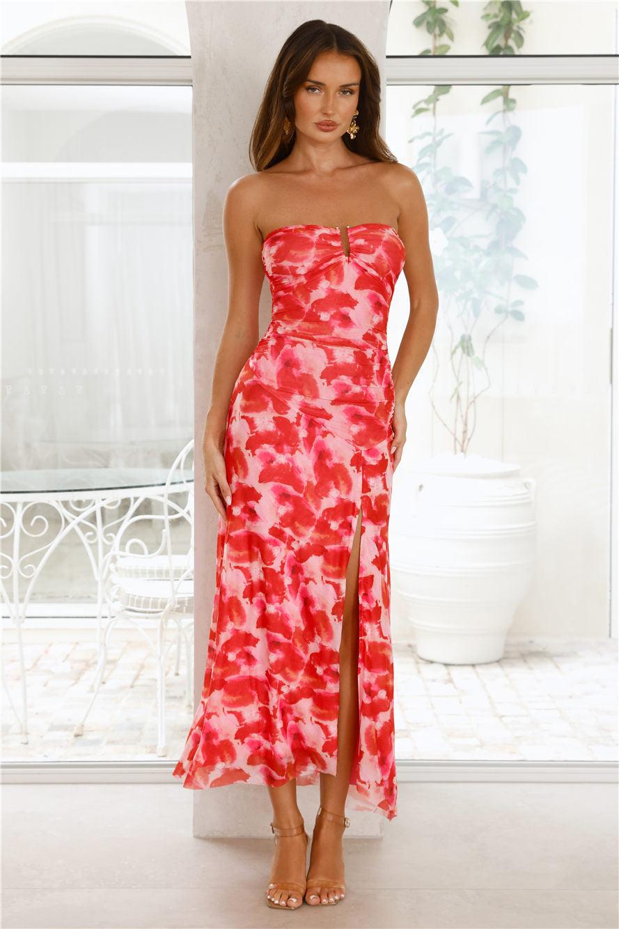 Gatsby Glow Strapless Mesh Maxi Dress Rose Product Image