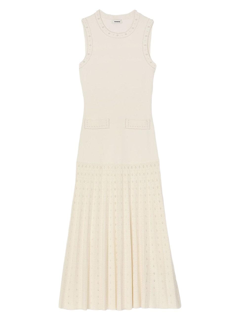 Womens Pearl Bead Knit Maxi Dress Product Image