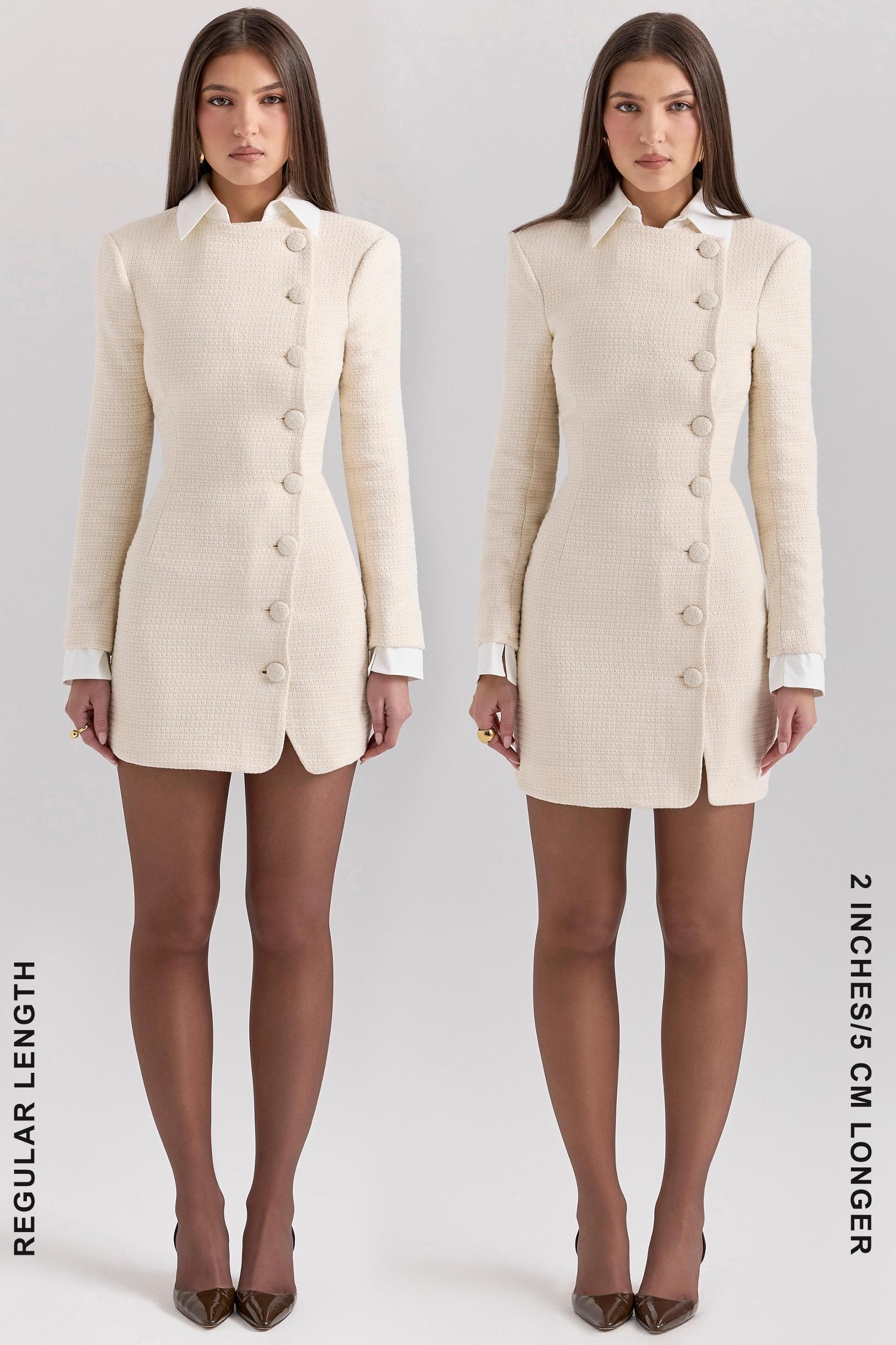 Leoni  cream boucle tweed mini dress Product Image