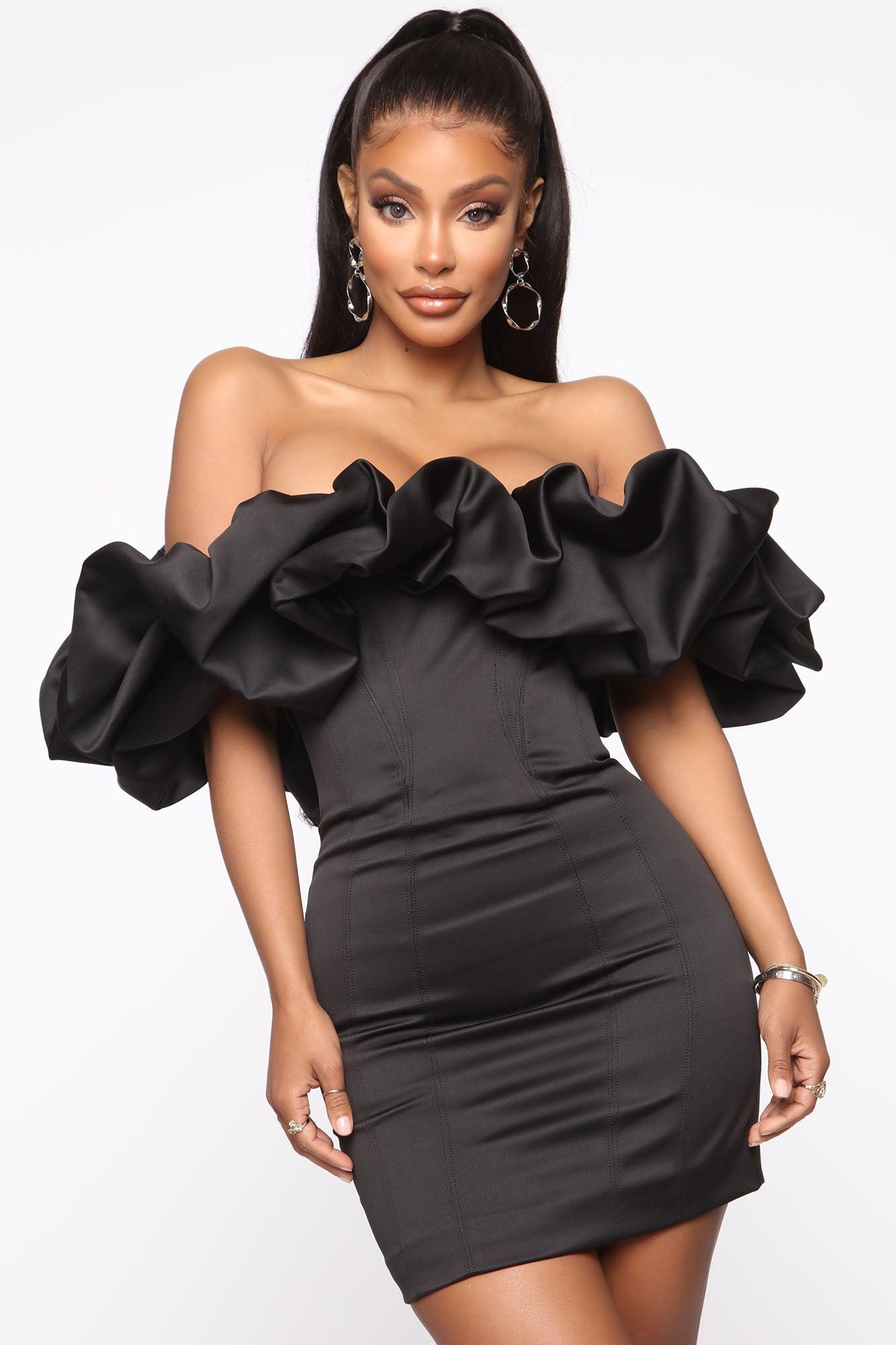 Throwing It Back Mini Dress - Black Product Image