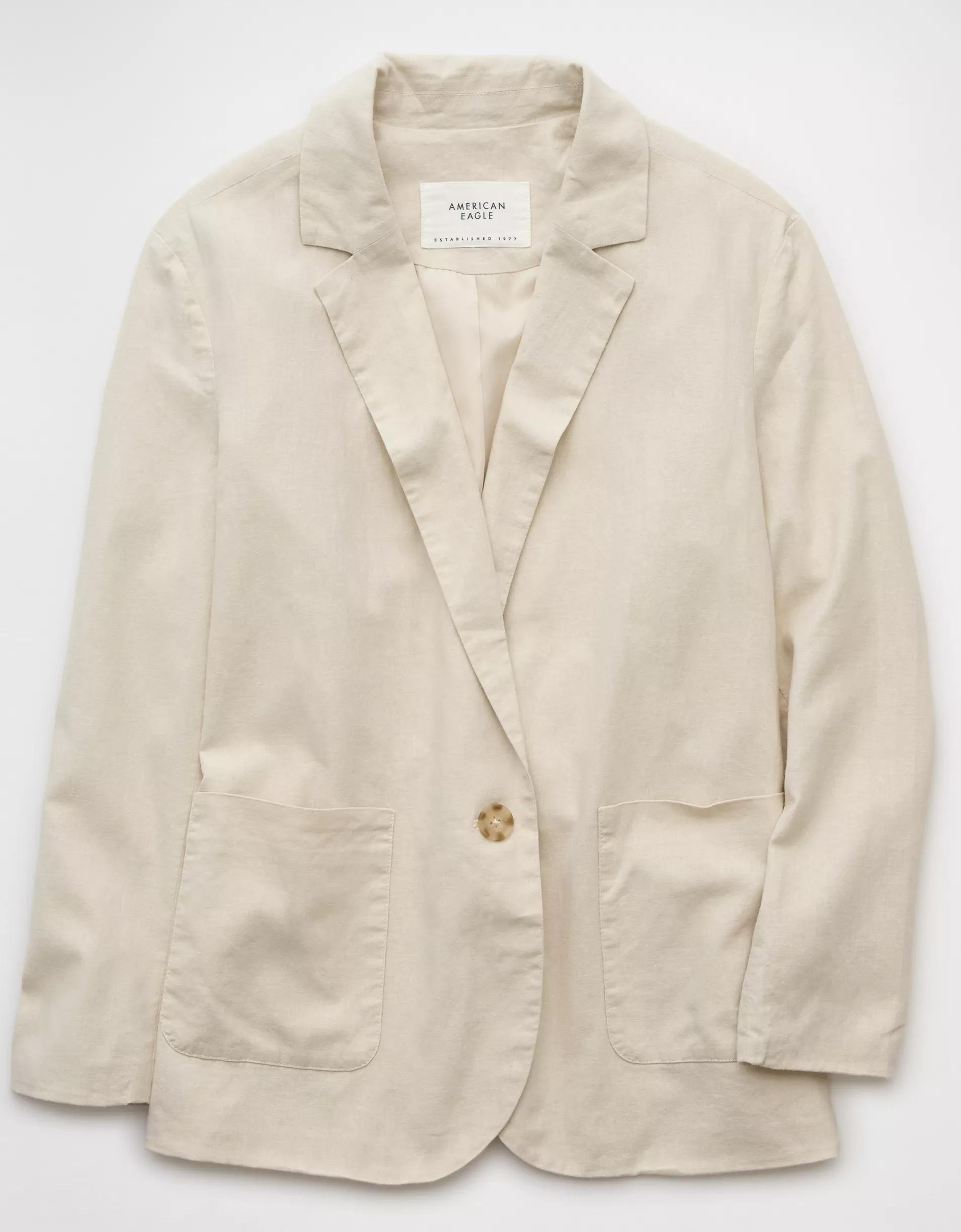 AE Linen-Blend Blazer Product Image
