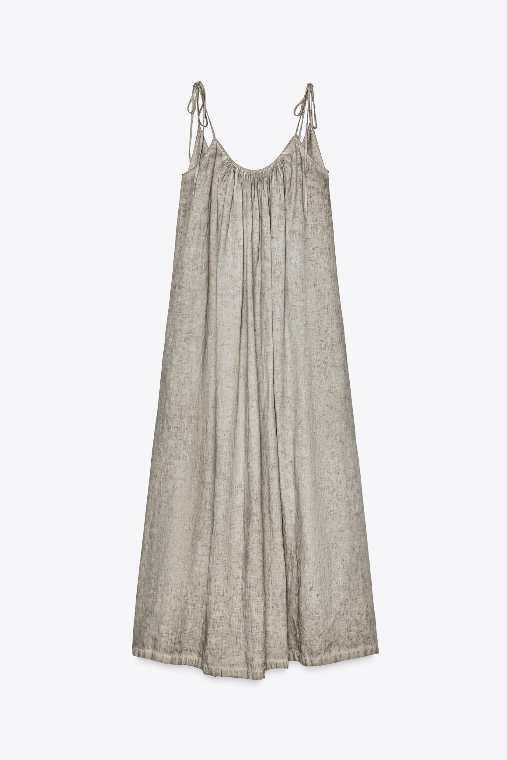 100% LINEN STRAPPY DRESS ZW COLLECTION Product Image