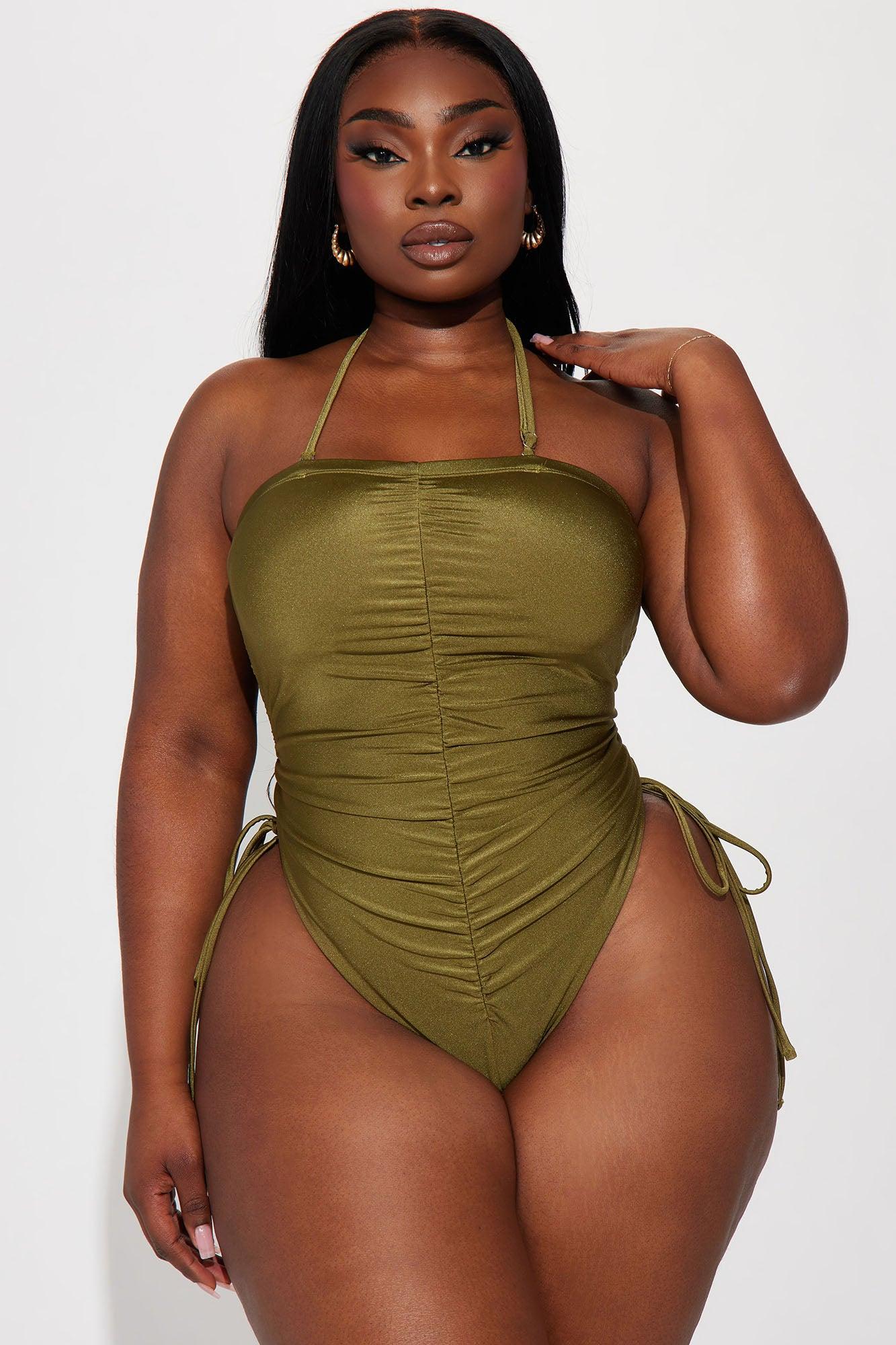 Eloise Ruched 1 Piece Swimsuit - Olive Product Image