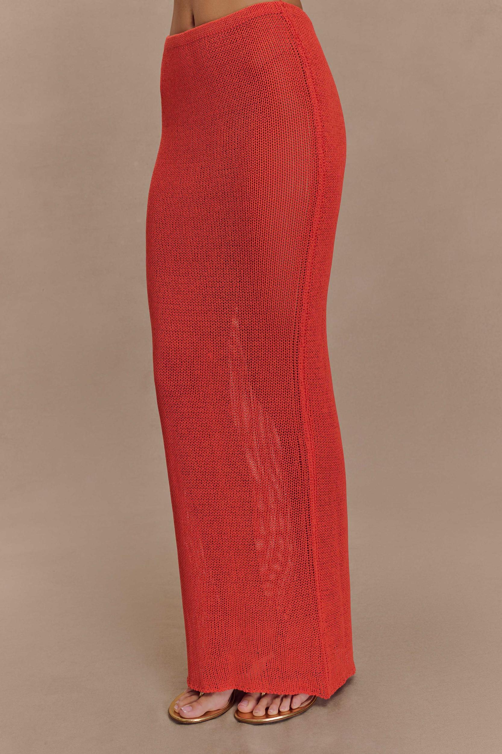 Reagan Knit Maxi Skirt - Orange Product Image