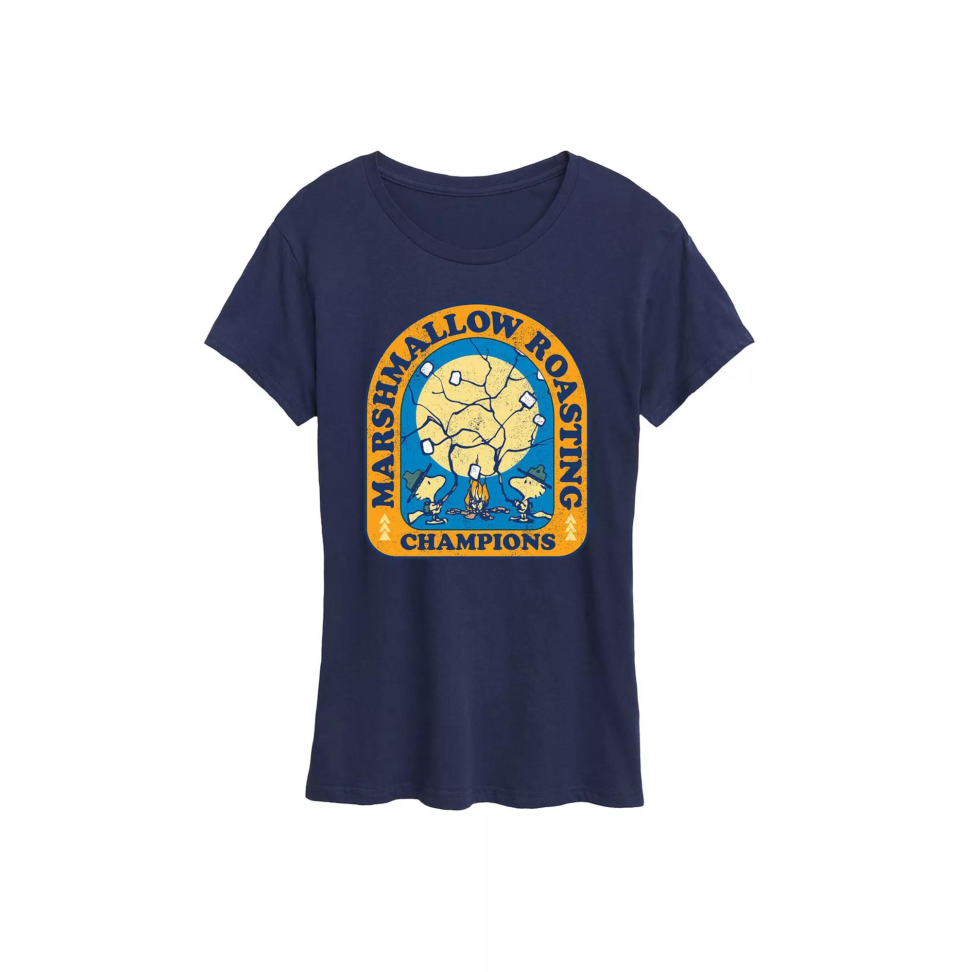 Women's Peanuts Woodstock Marshmallow Roasting Graphic Tee,  Product Image