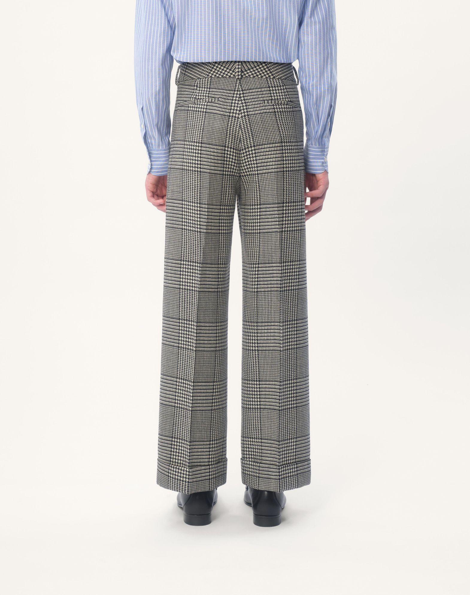 Wool Pants With Turn-Ups With Check Pattern On Houndstooth Product Image