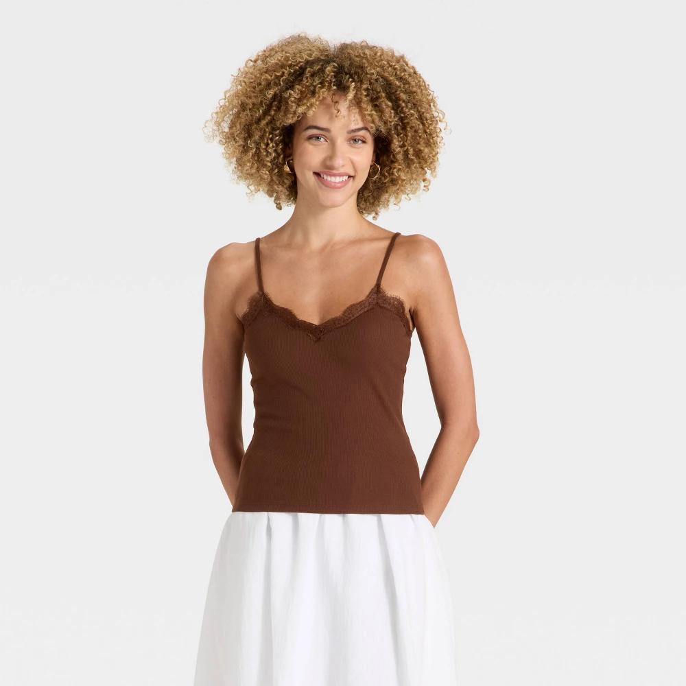 Women's Lace Cami Top - A New Day™ White 4X Product Image