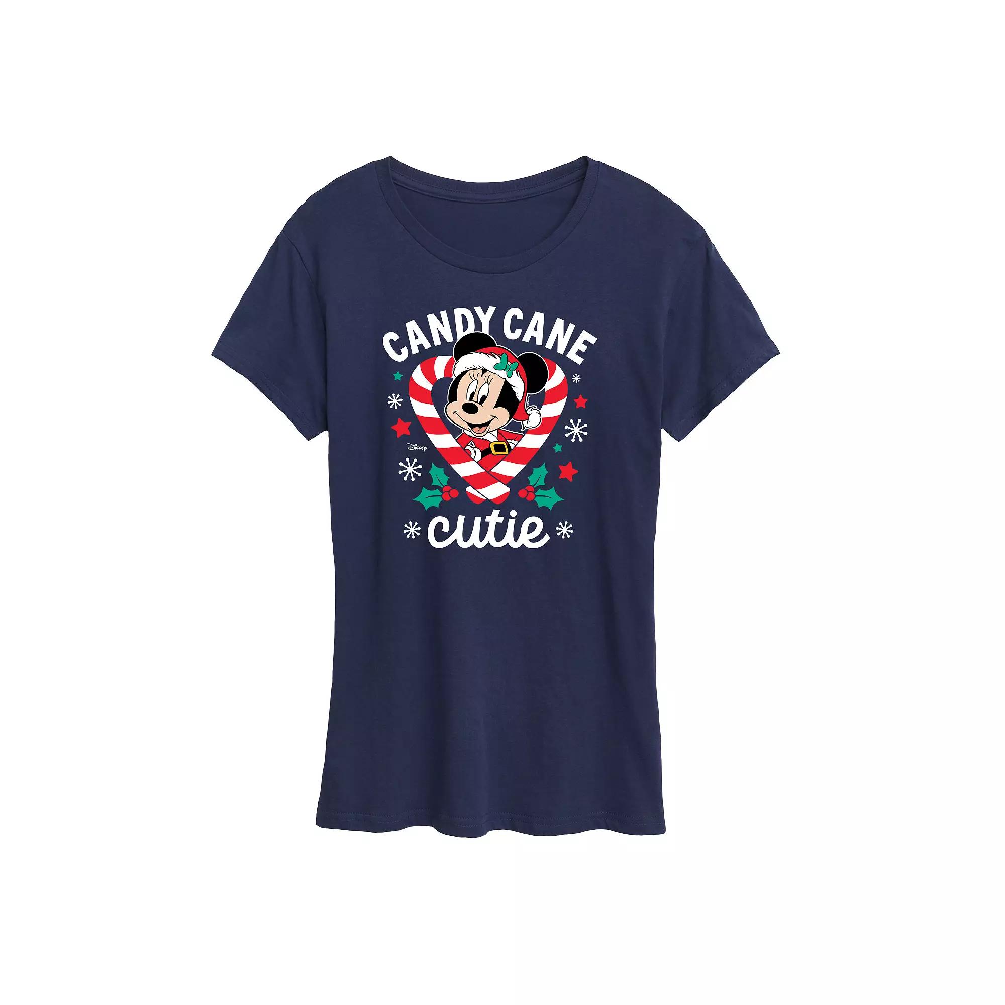 Disney's Minnie Mouse Women's "Candy Cane Cutie" Christmas Graphic Tee, Girl's,  Product Image