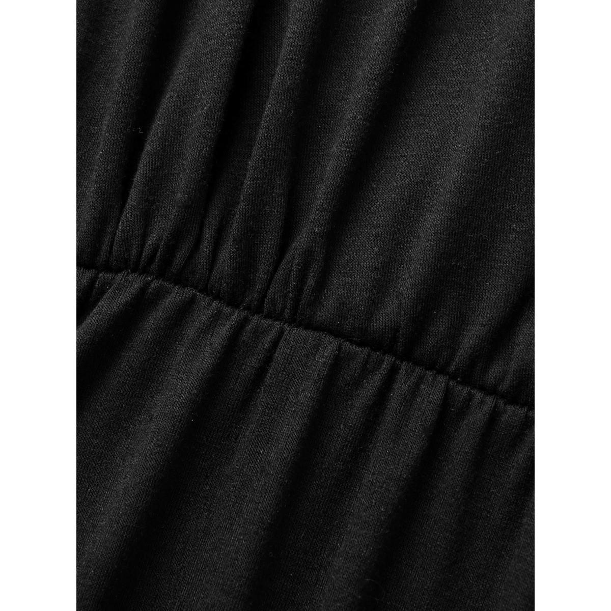 Plus Size Everywhere Dress - Monochromatic V Neck Wrap Dress Black Women Elegant V-neck Sleeveless Curvy BloomChic 22-24/3X Product Image