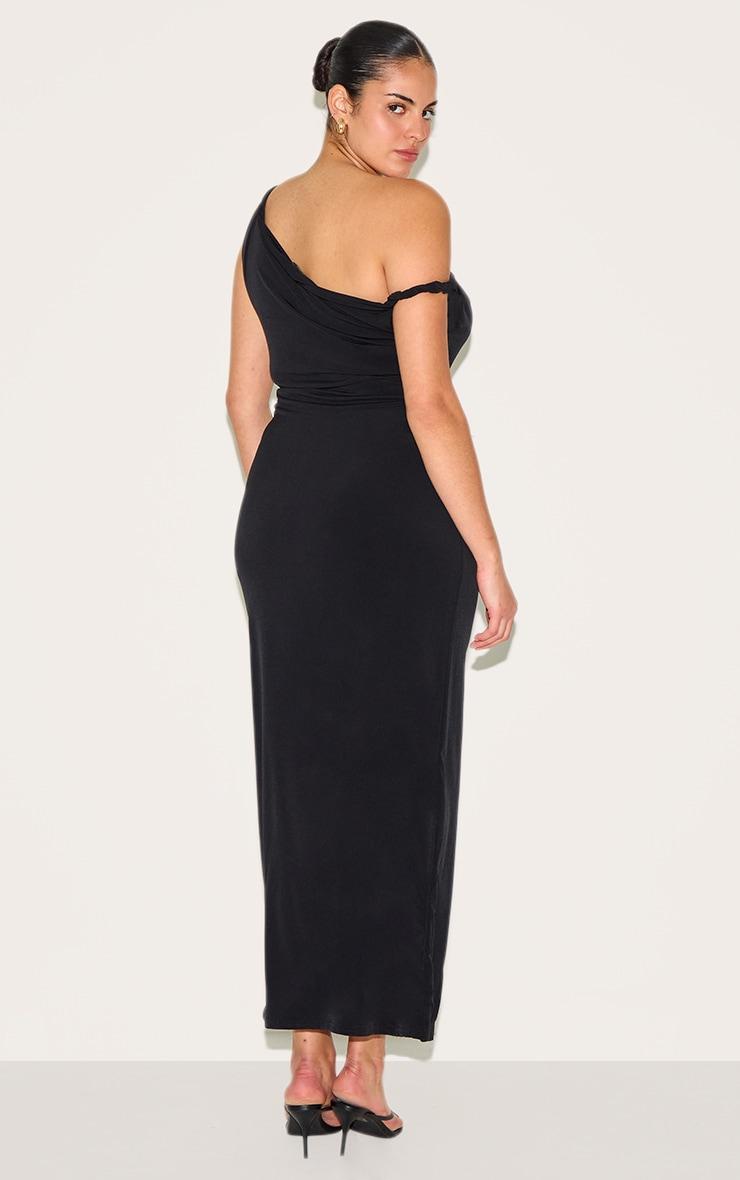 Plus Black Off Shoulder Twisted Maxi Dress Product Image