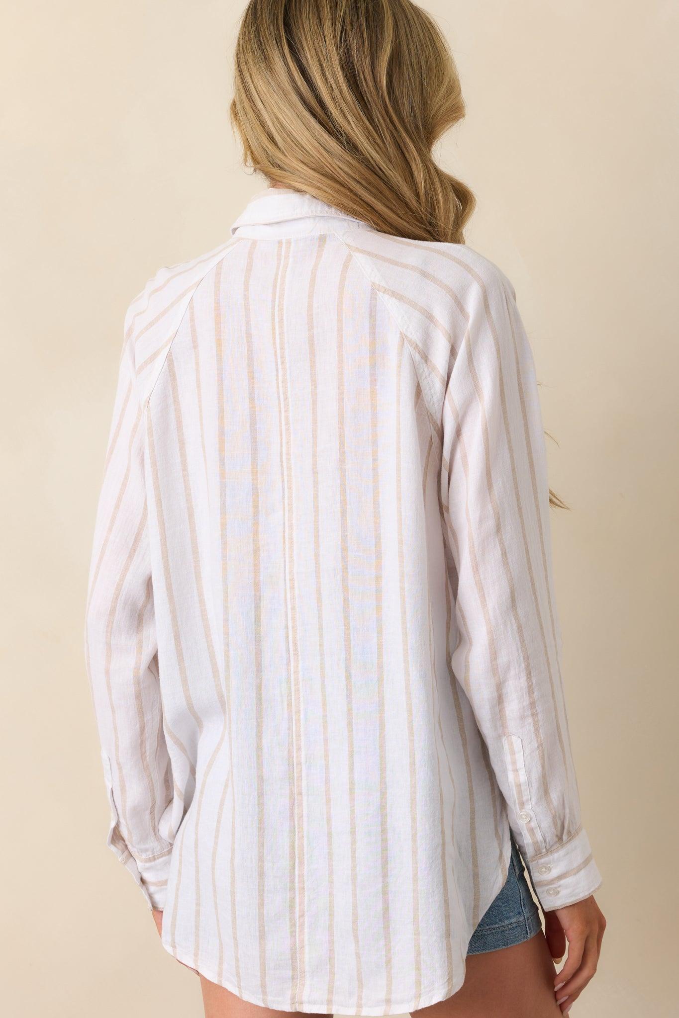 Z Supply Beige Perfect Linen Stripe Top Product Image