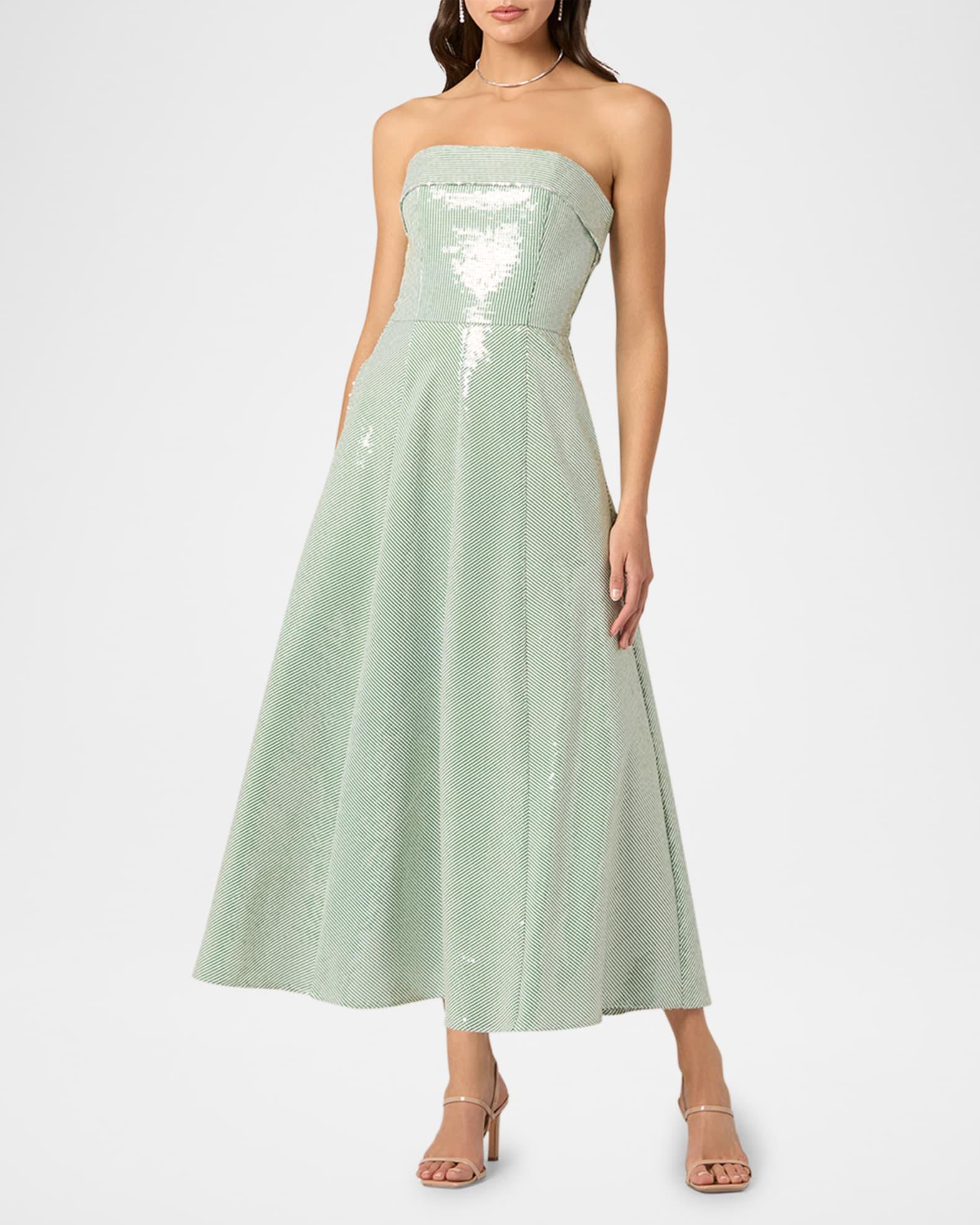 Kirara Strapless Striped Sequin Midi Dress Product Image