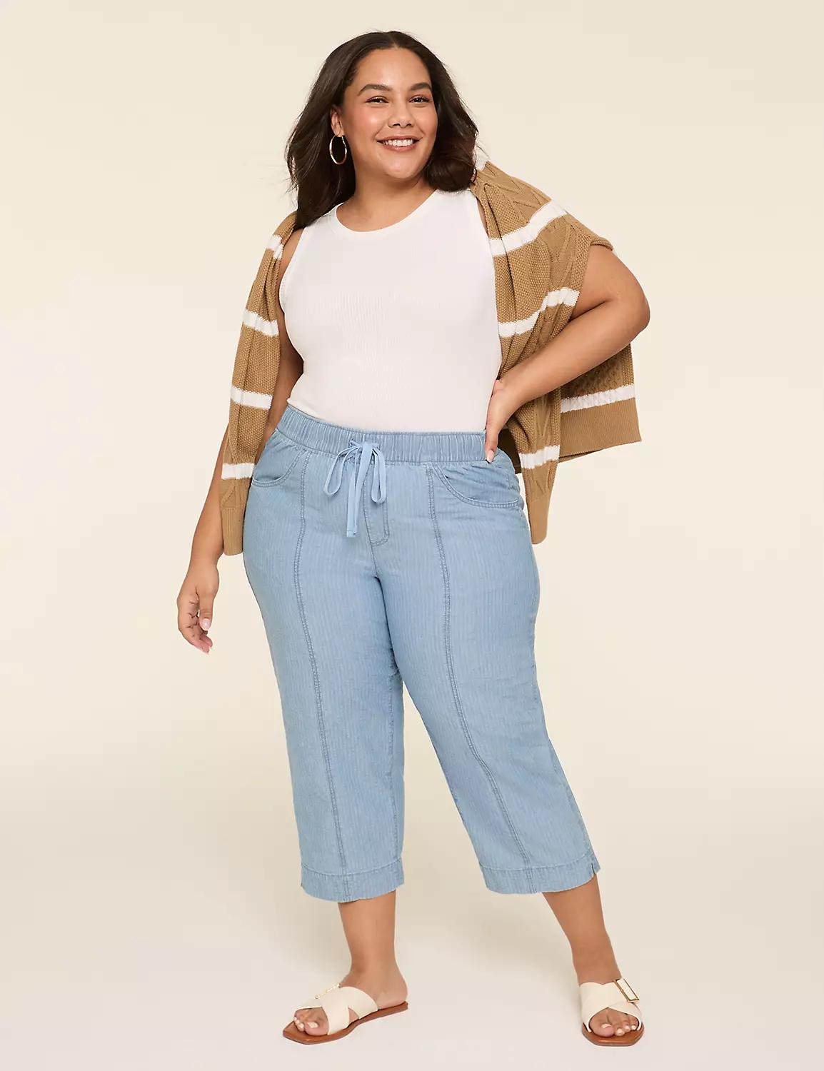 Seersucker Pull-On Crop Pant Product Image