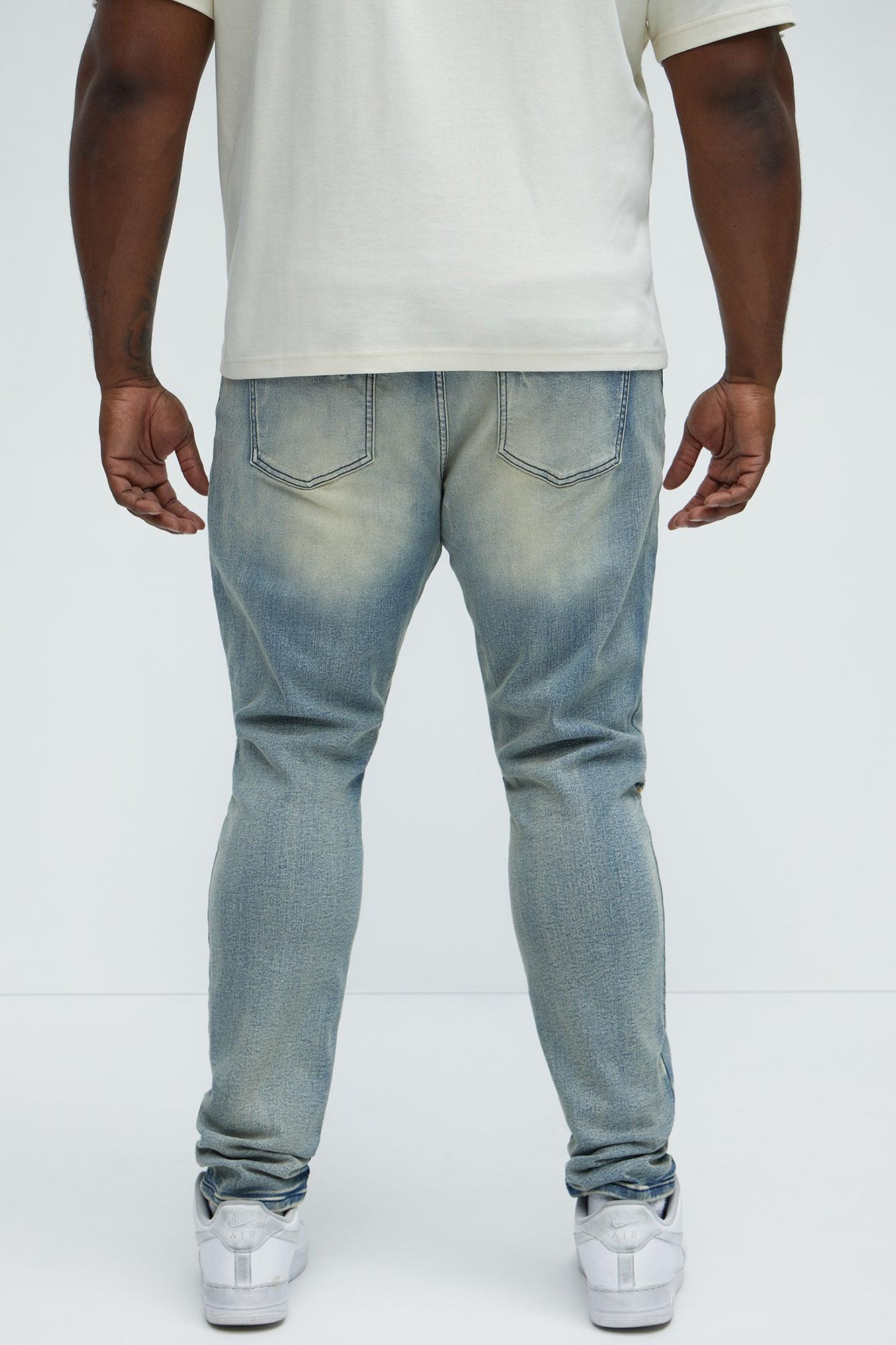 Crease Vintage Stacked Skinny Jeans - Vintage Blue Wash Product Image