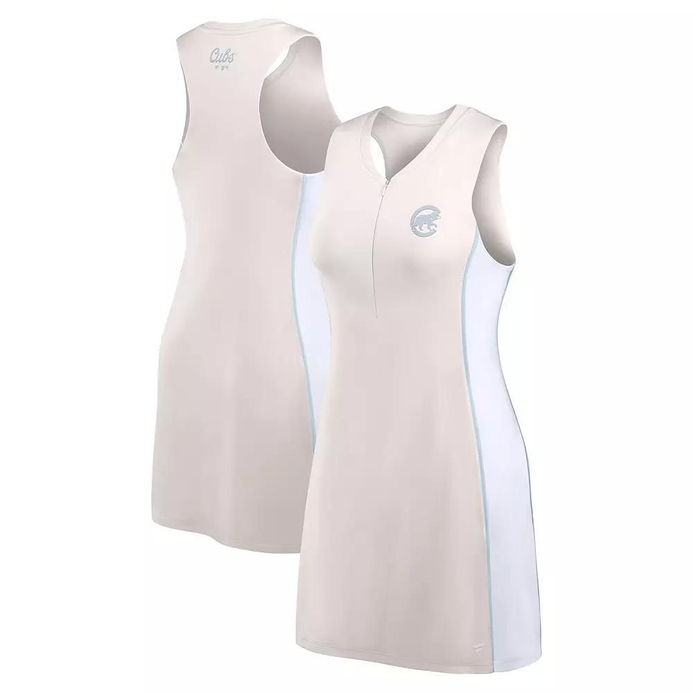 Women's Fanatics Cream Chicago Cubs Studio Boost Athletic Half-Zip Dress,  Product Image