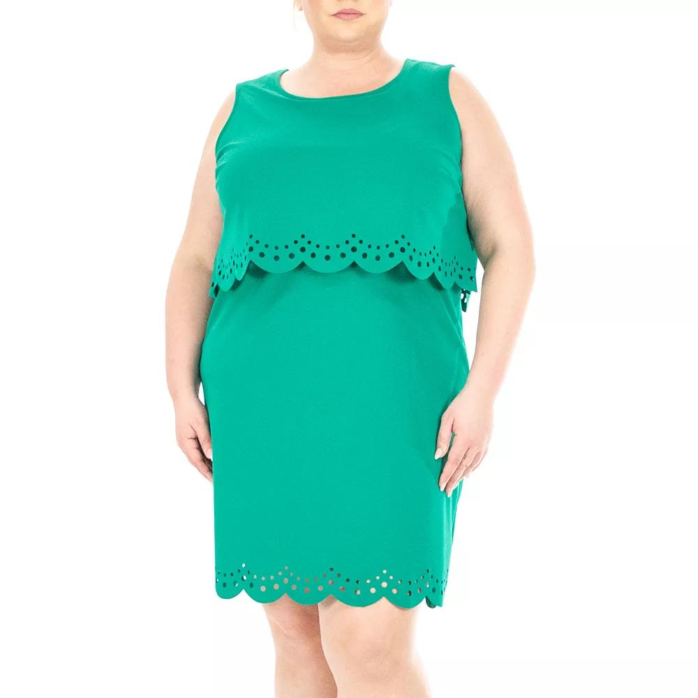 Plus Size Nina Leonard Popover Sheath Dress, Women's, Size: 1XL, Kelly Green Product Image